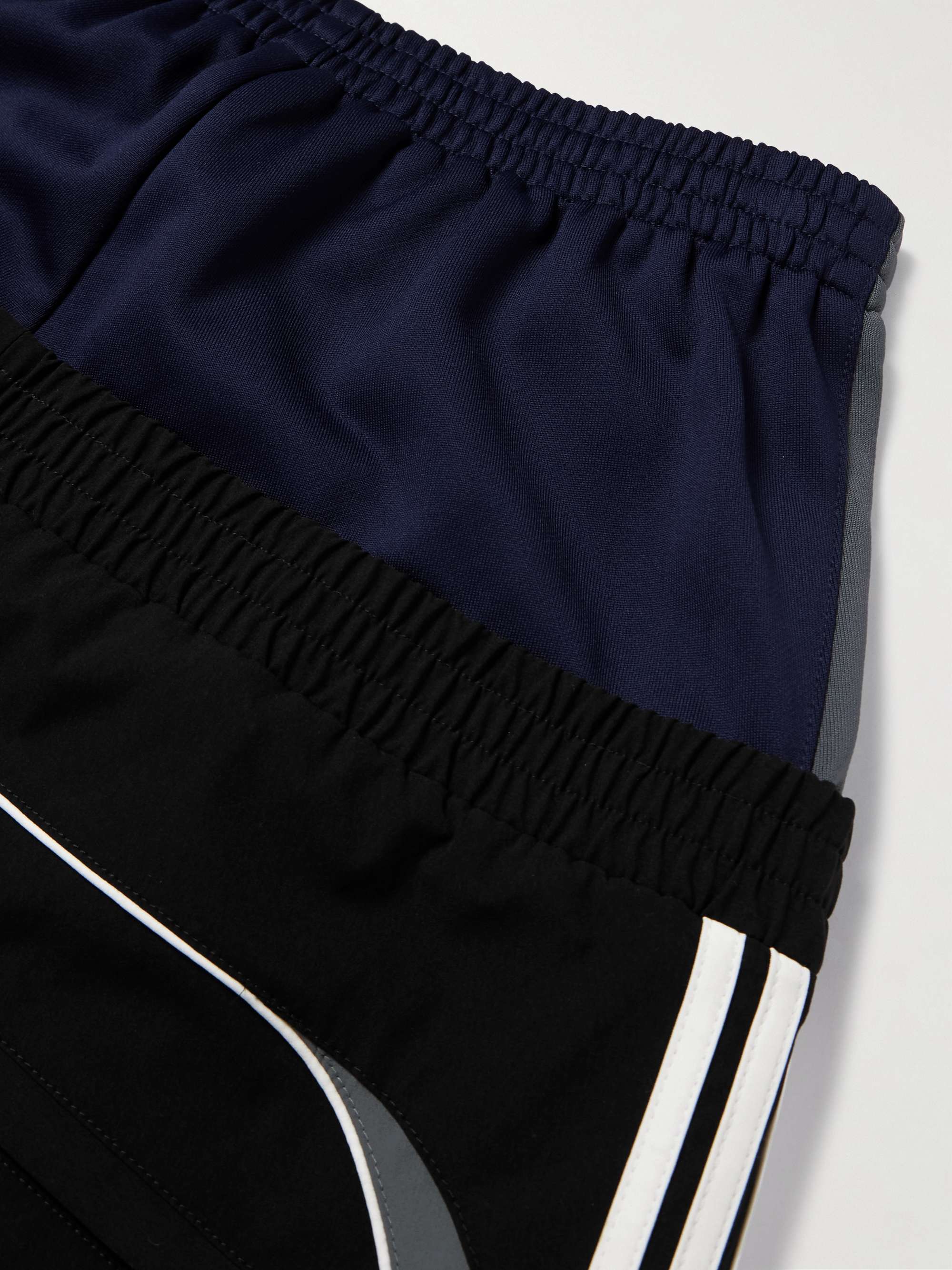 Wide-Leg Layered Striped Tech-Jersey and Shell Track Pants view