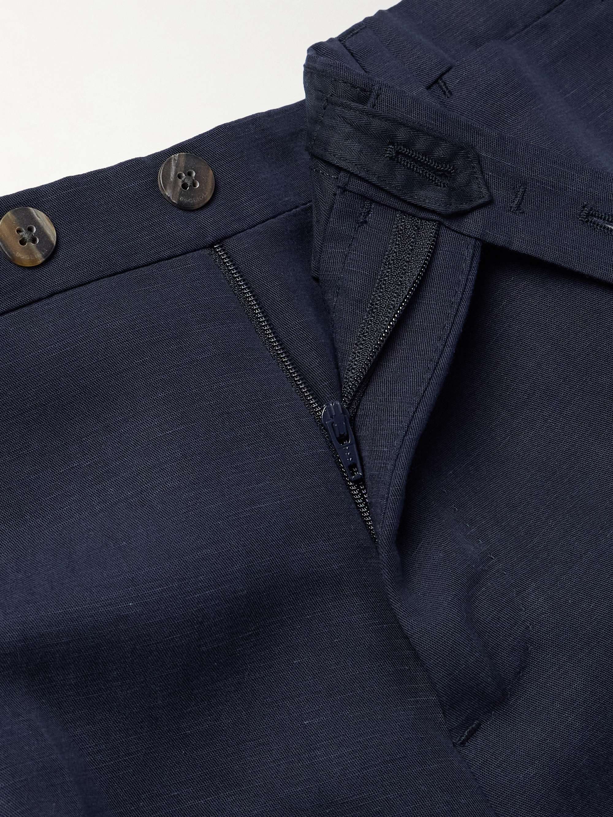 Straight-Leg Lyocell and Linen-Blend Twill Suit Trousers view