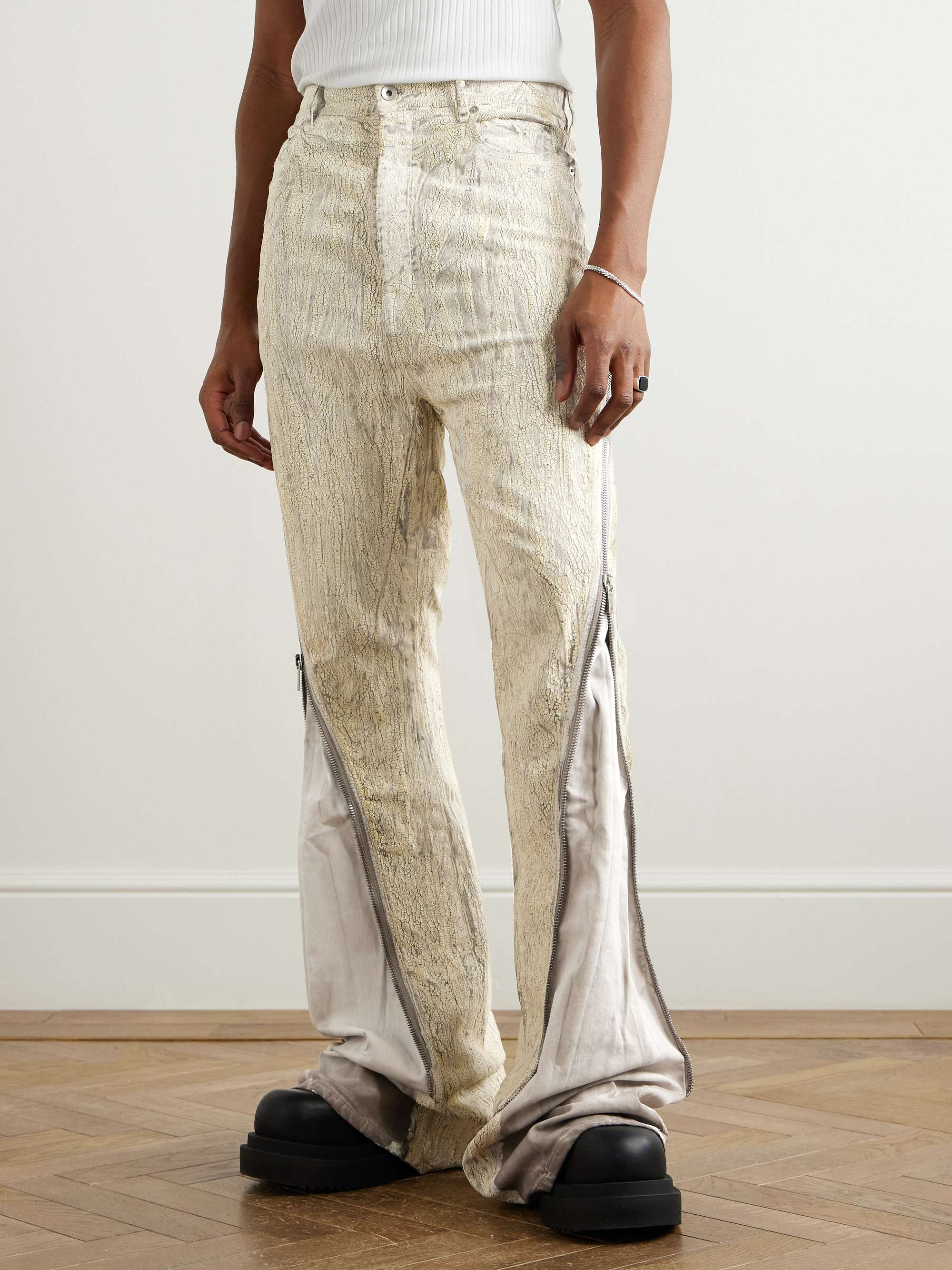 Bolan Banana Flared Zip-Detailed Metallic Megacrust Jeans view