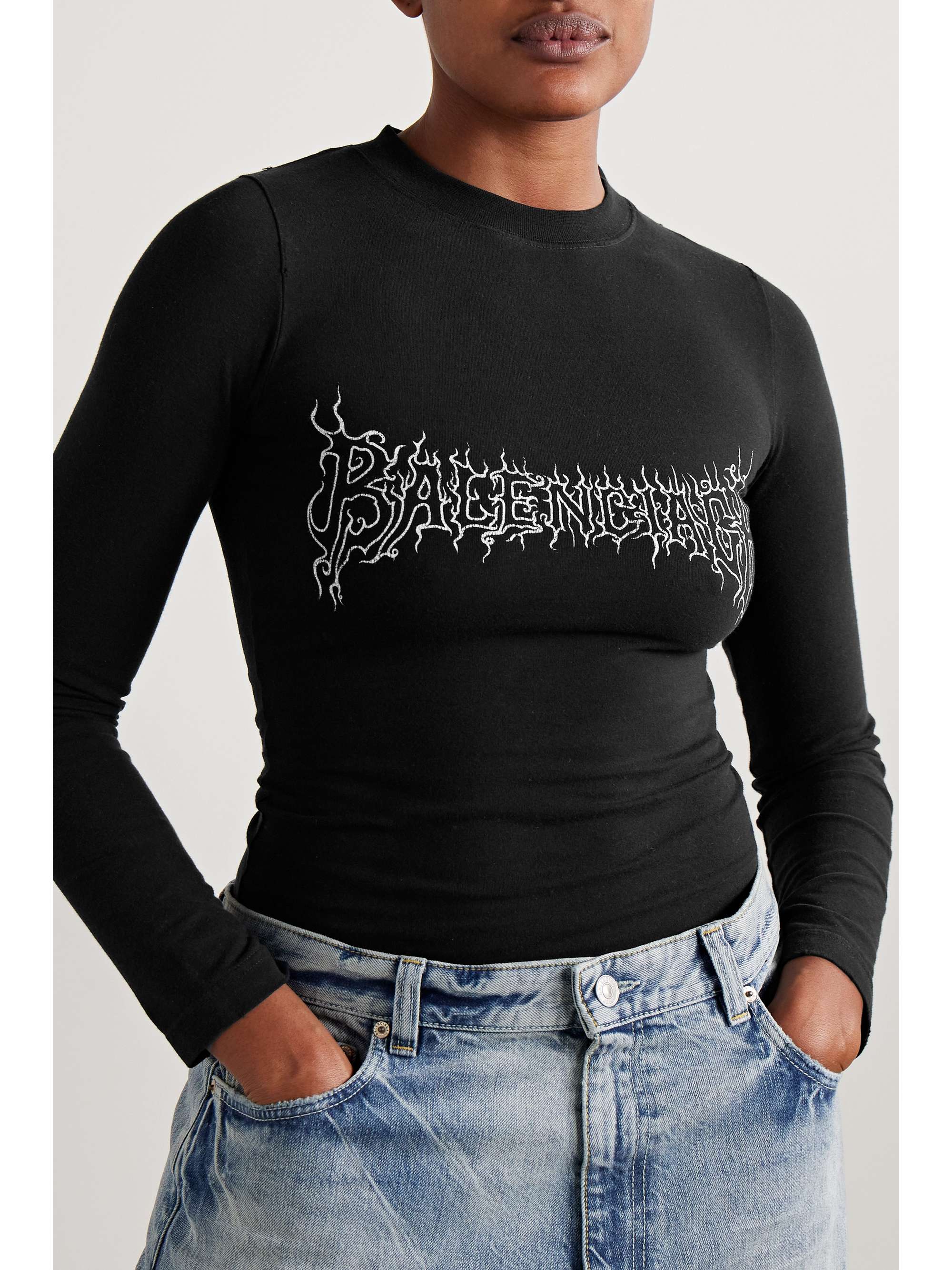 Printed stretch-cotton jersey top view