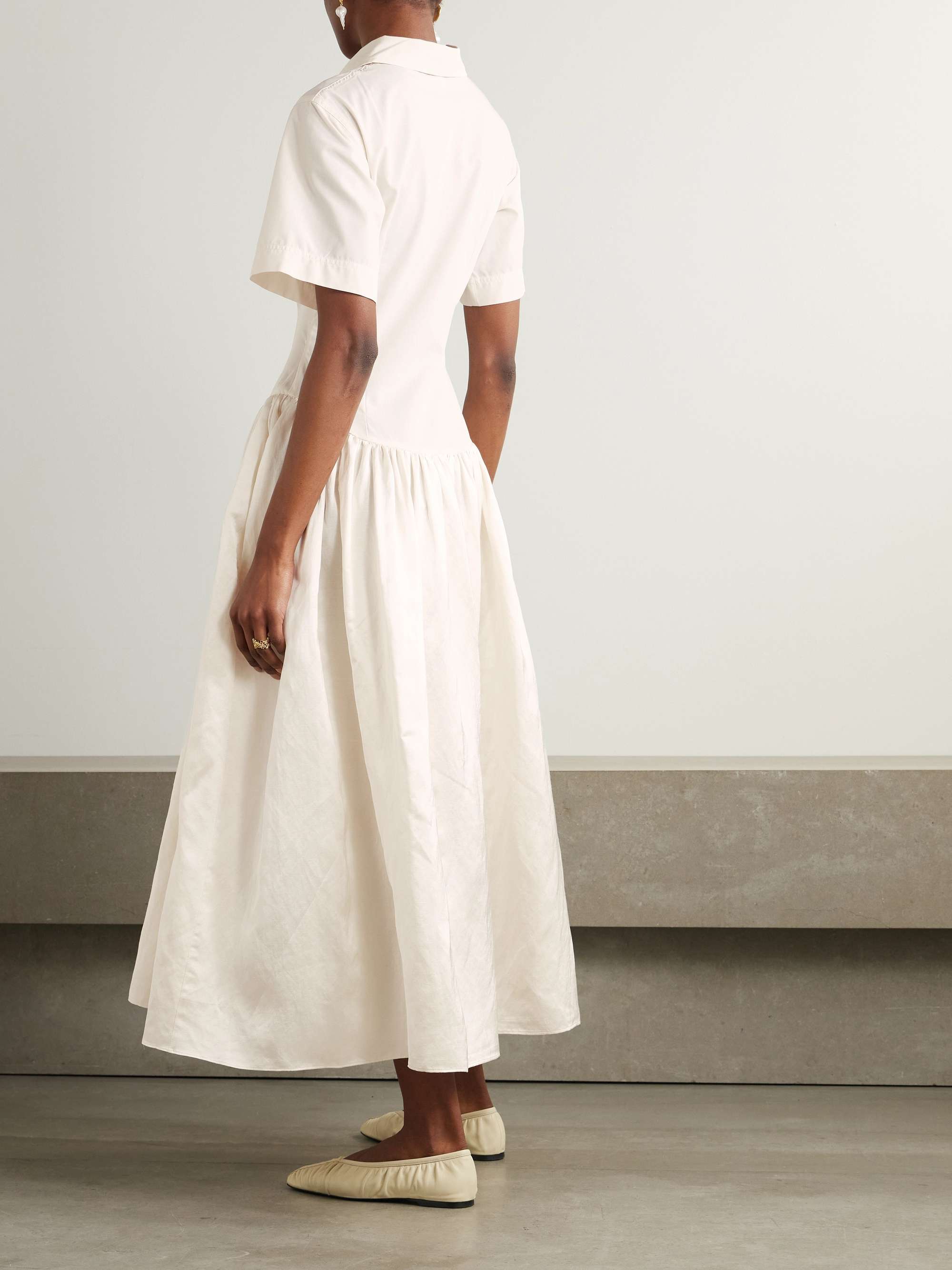 Mena pleated poplin and dupioni midi dress view