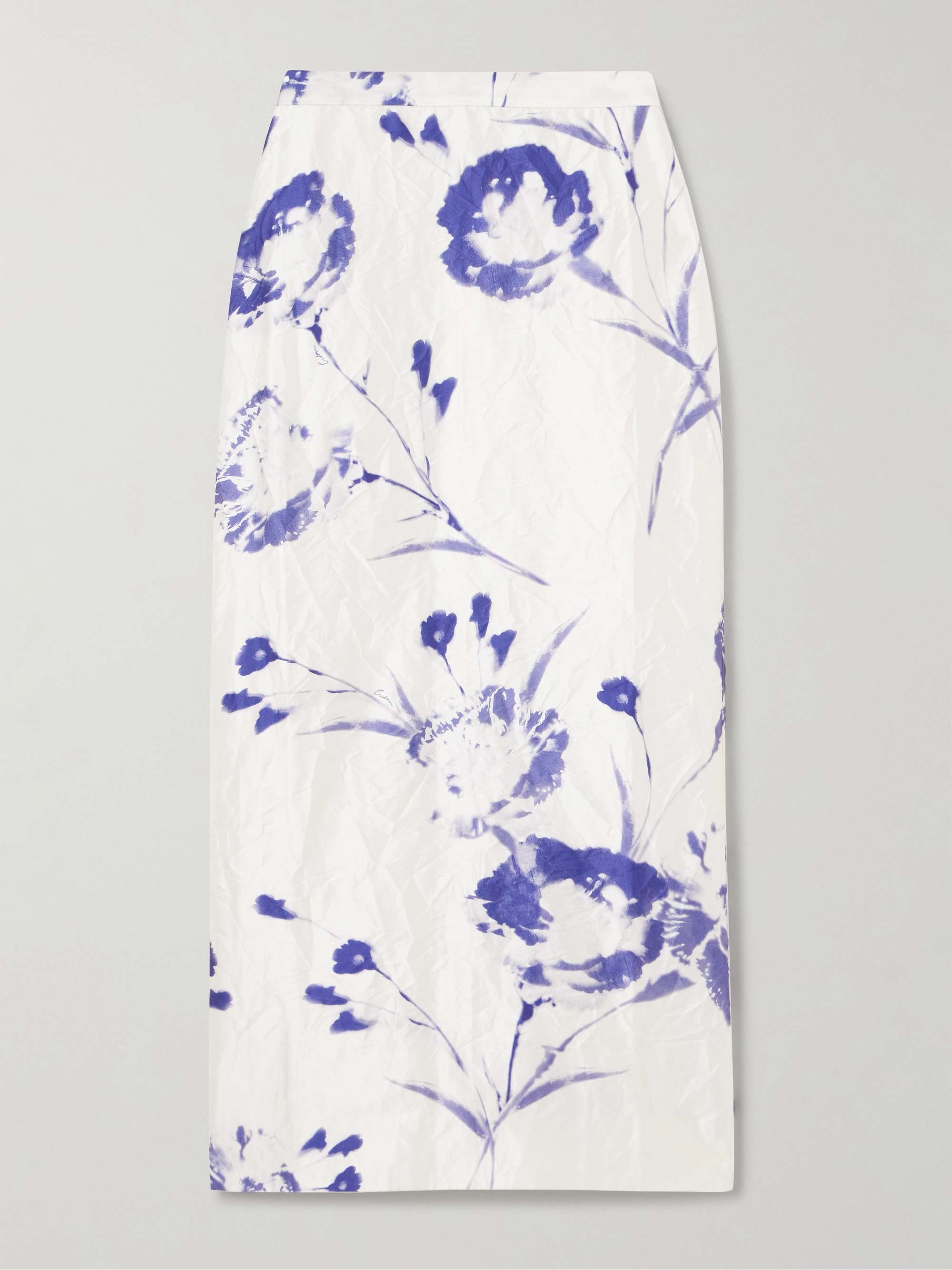 Crinkled printed satin-twill midi skirt view