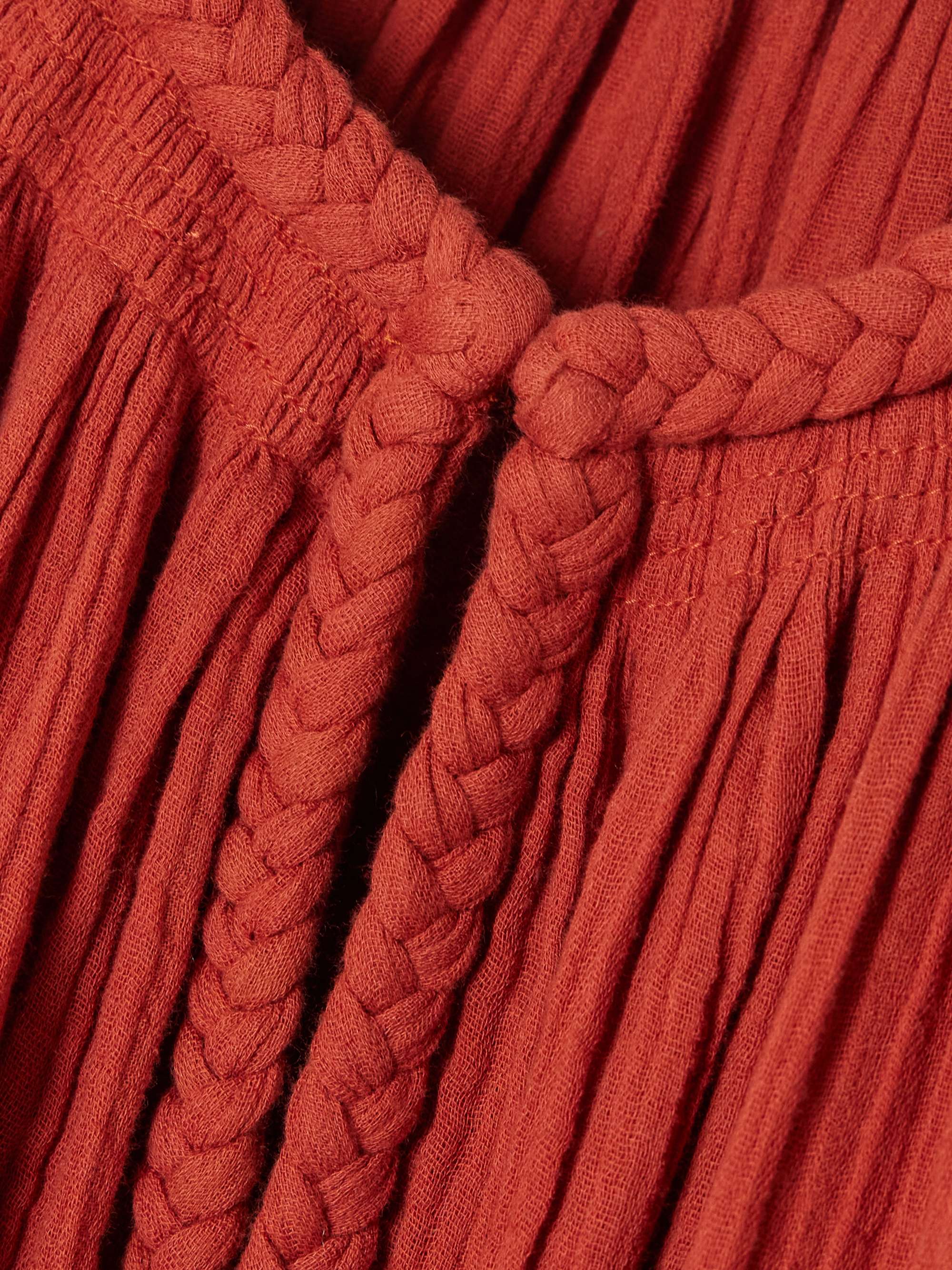 Jenna frayed braided gathered cotton-gauze blouse view