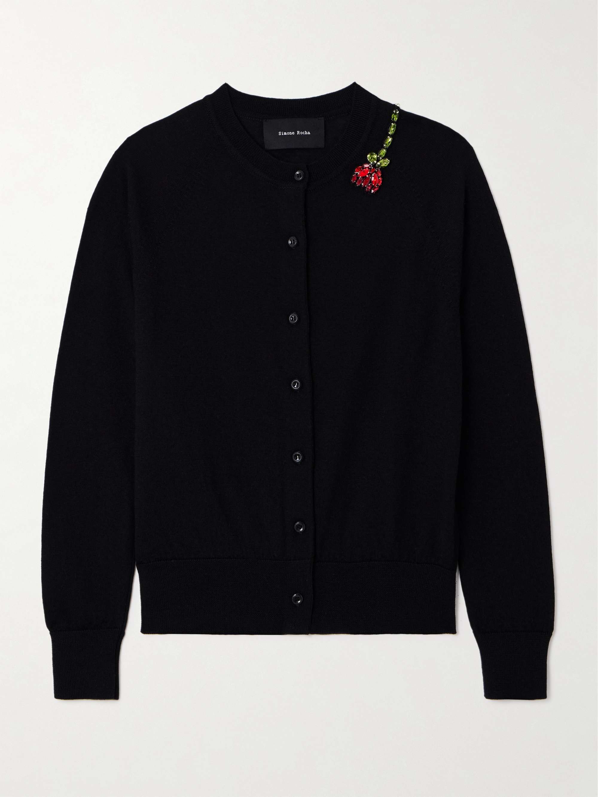 Crystal-embellished wool and silk-blend cardigan view