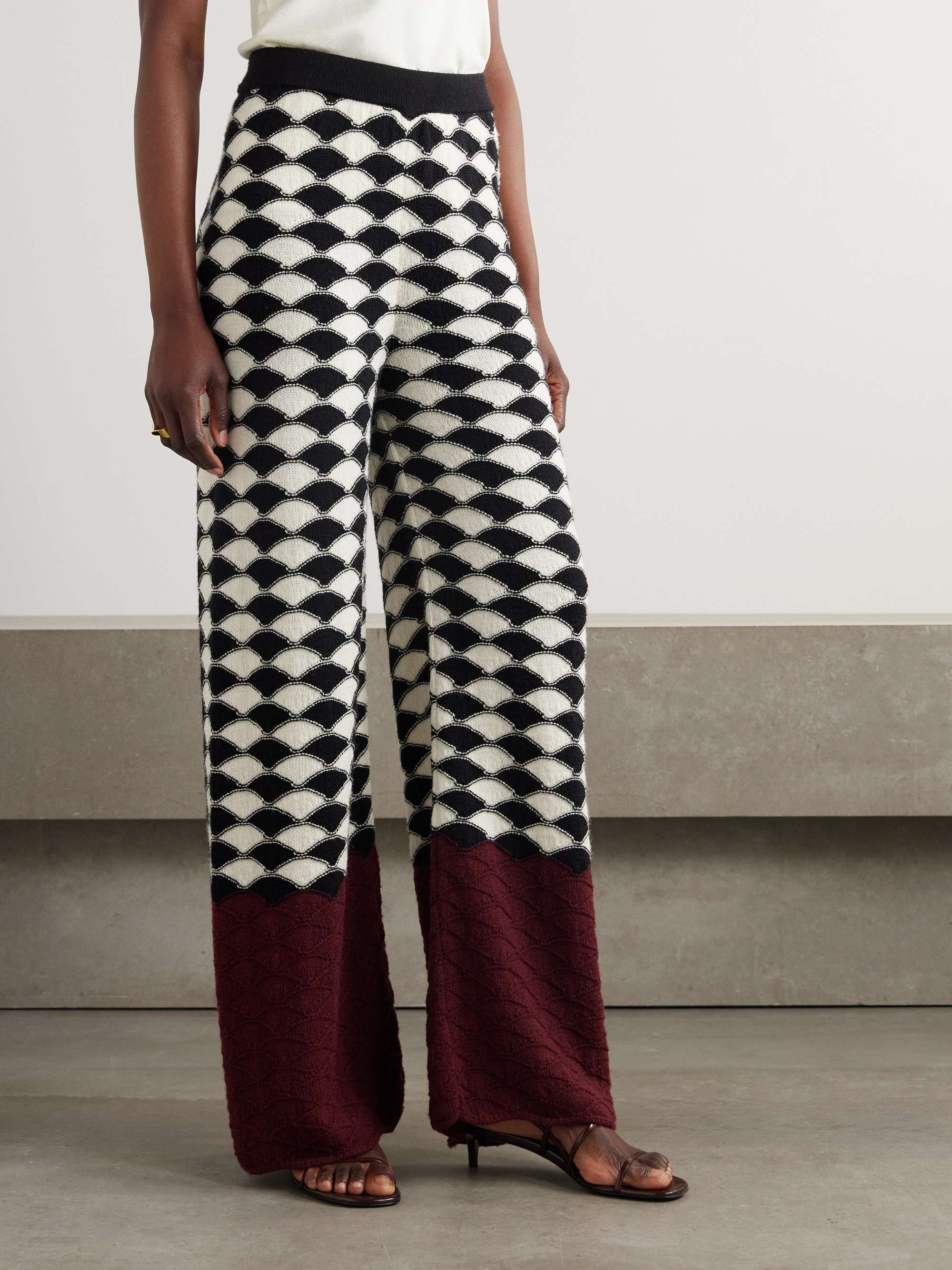 Wool-jacquard wide-leg pants view