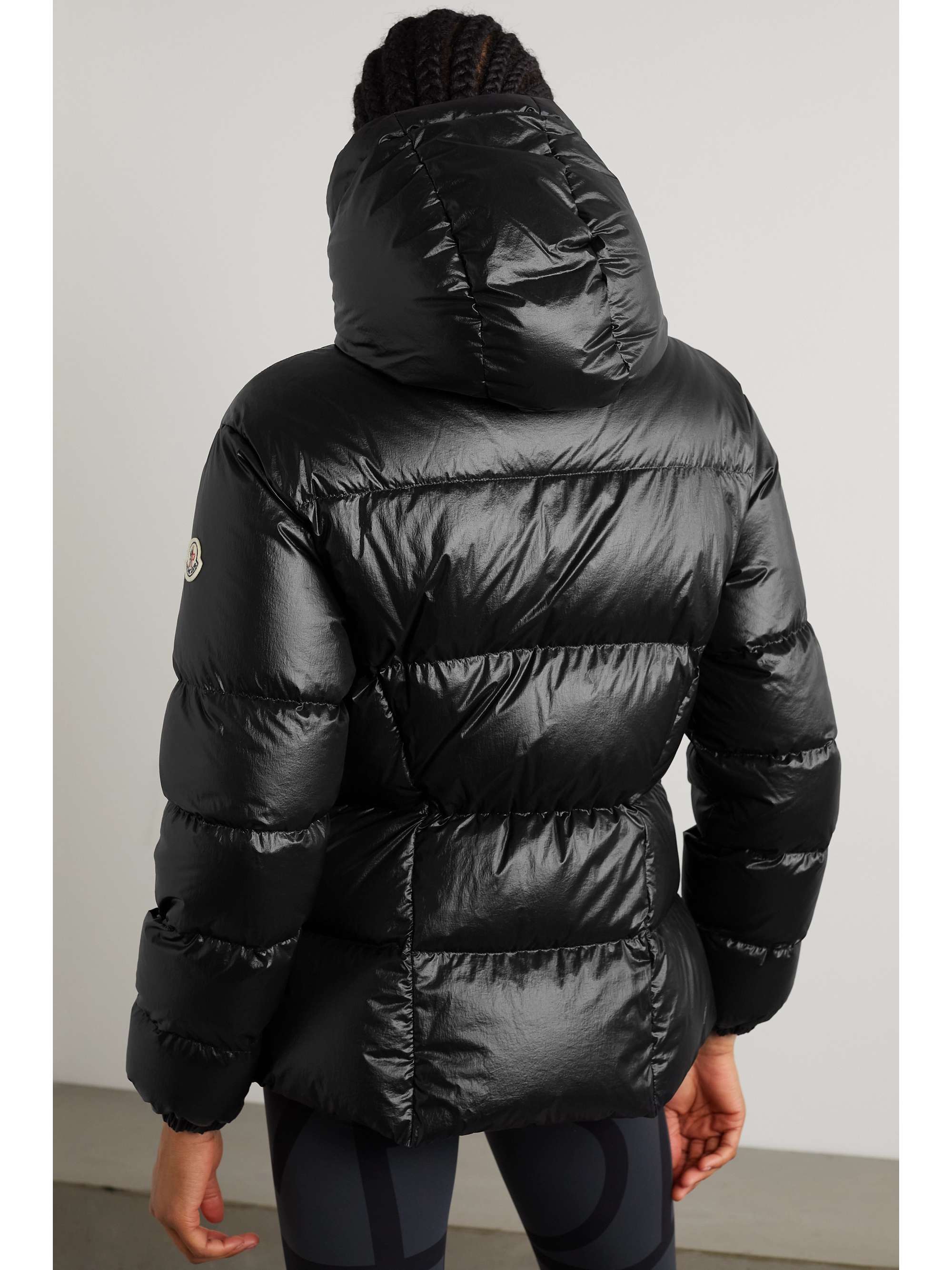 Seine hooded quilted padded glossed-shell down jacket view