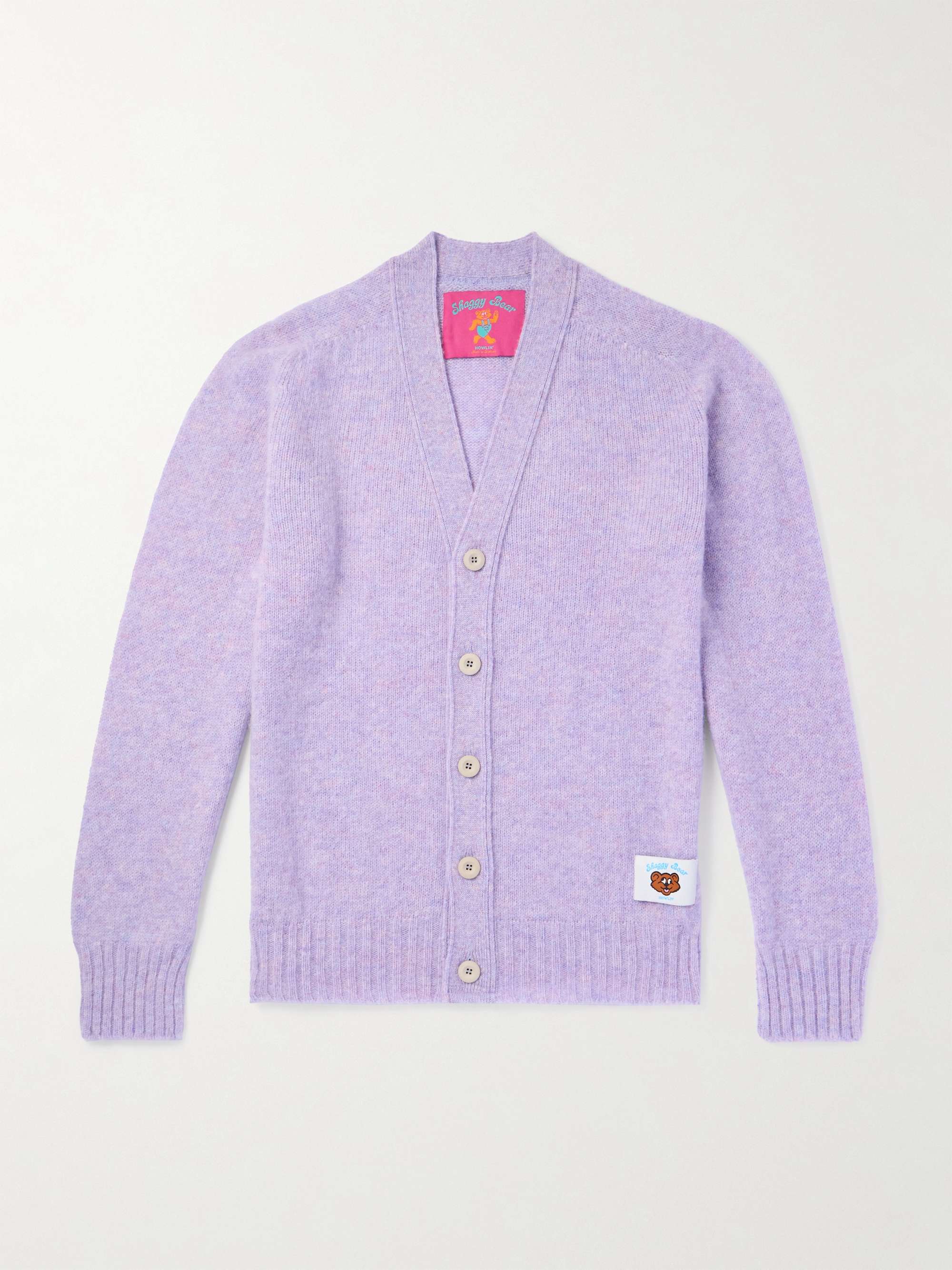Shaggy Bear Logo-Appliquéd Wool Cardigan view