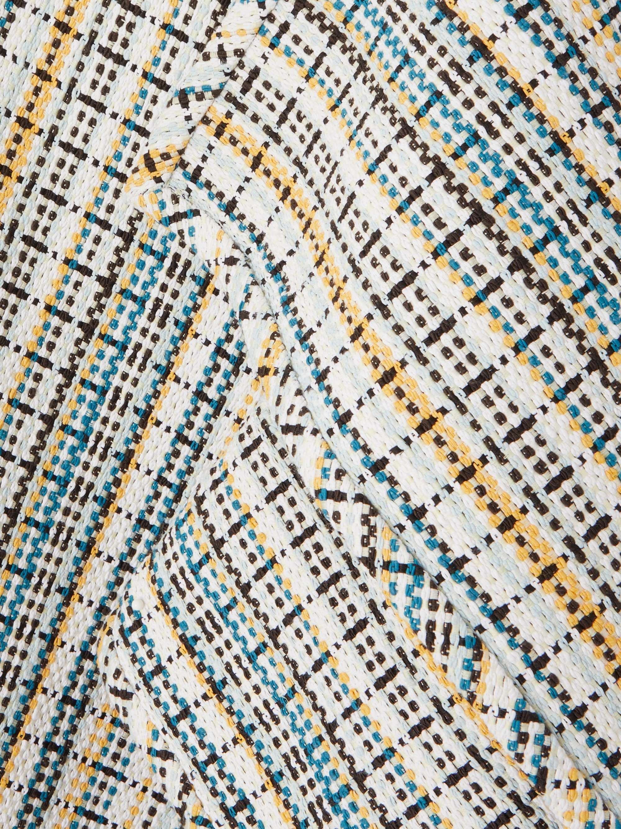 Wrap-effect checked cotton-blend tweed midi skirt view