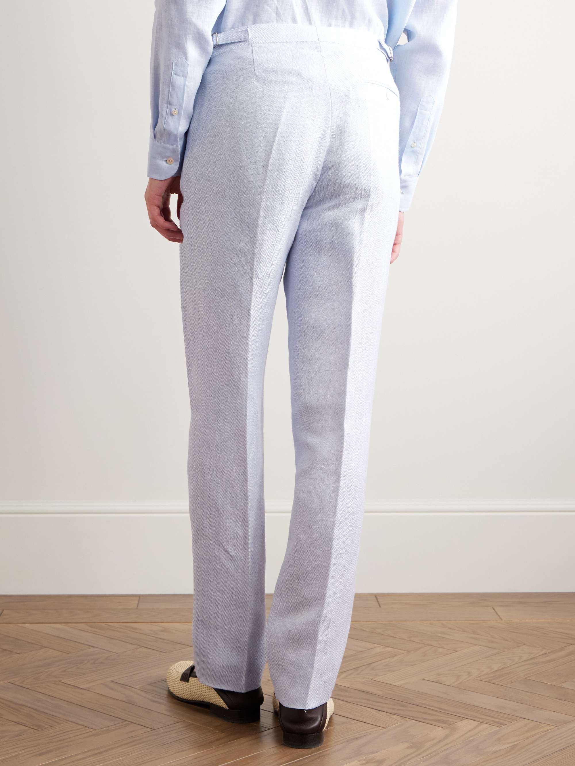 Slim-Fit Herringbone Linen and Silk-Blend Suit Trousers view