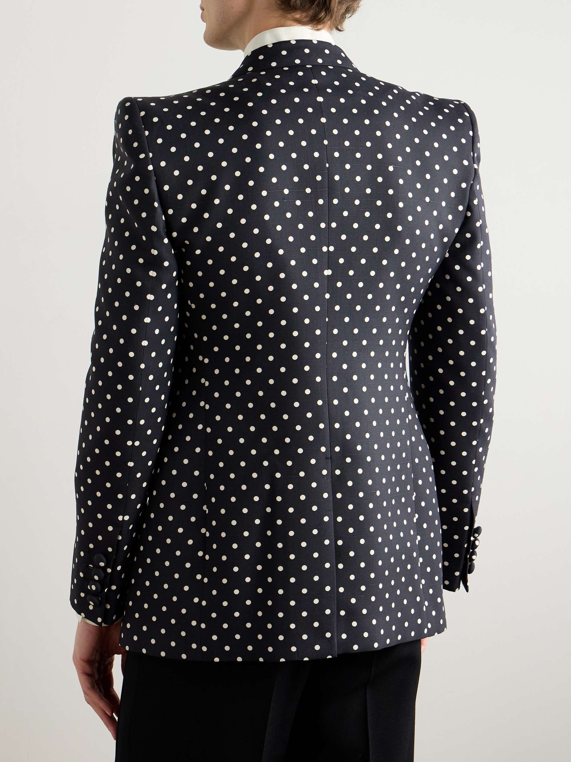 Slim-Fit Polka-Dot Silk-Shantung Blazer view