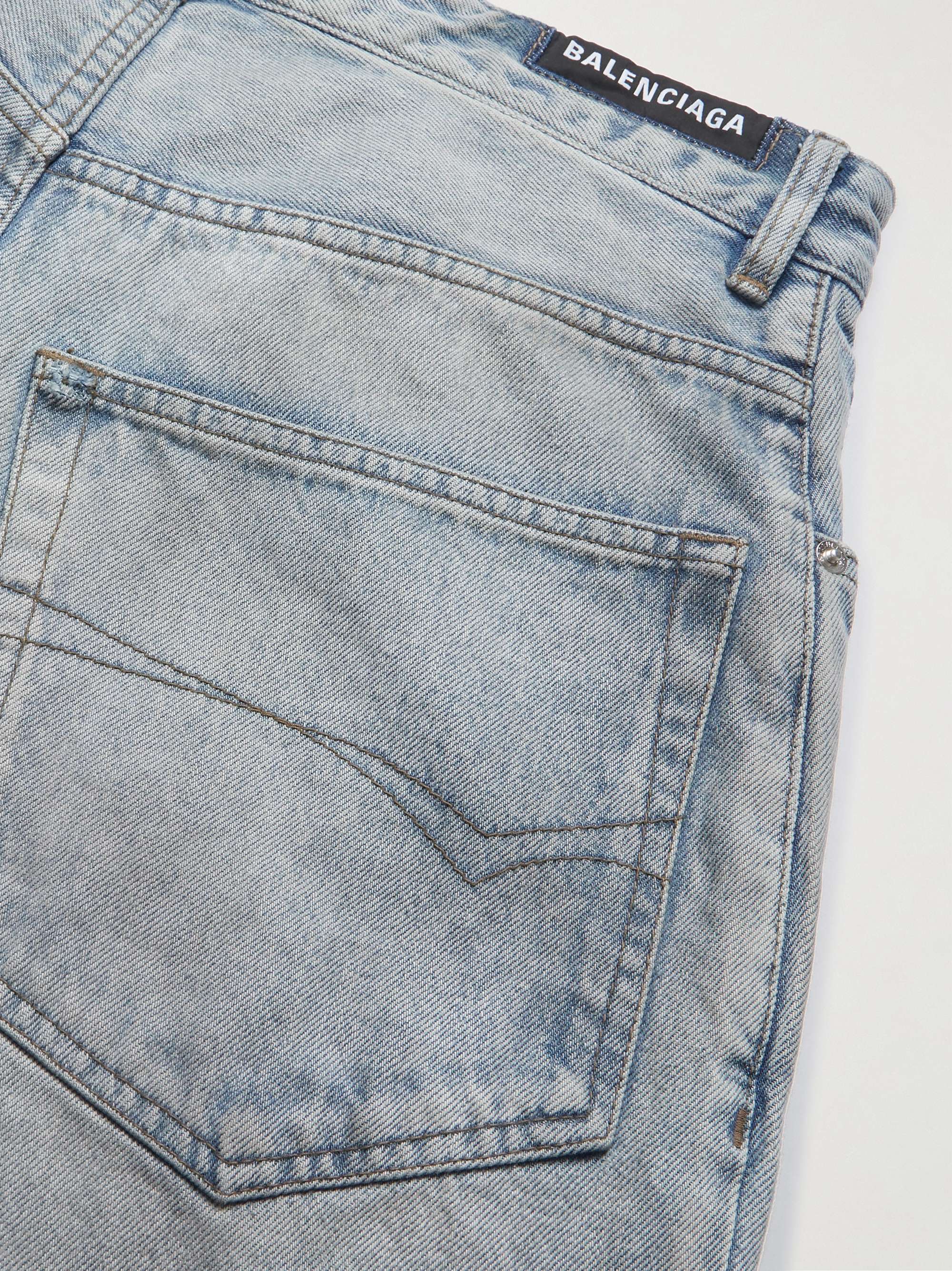 Distressed Straight-Leg Jeans view