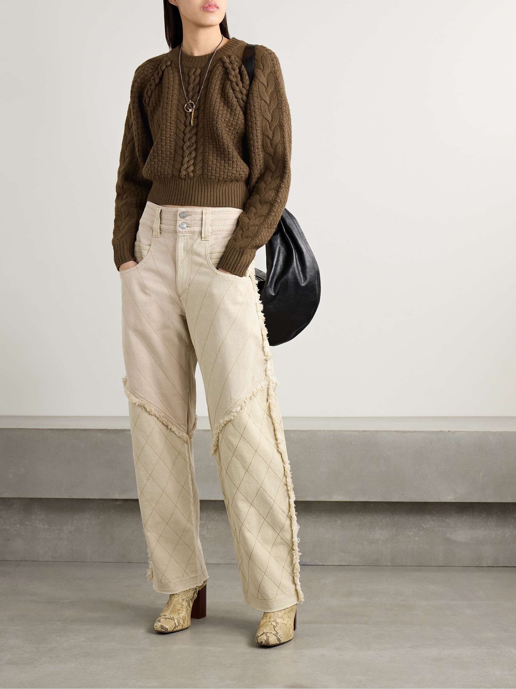 Obrero cropped cable-knit merino wool sweater view