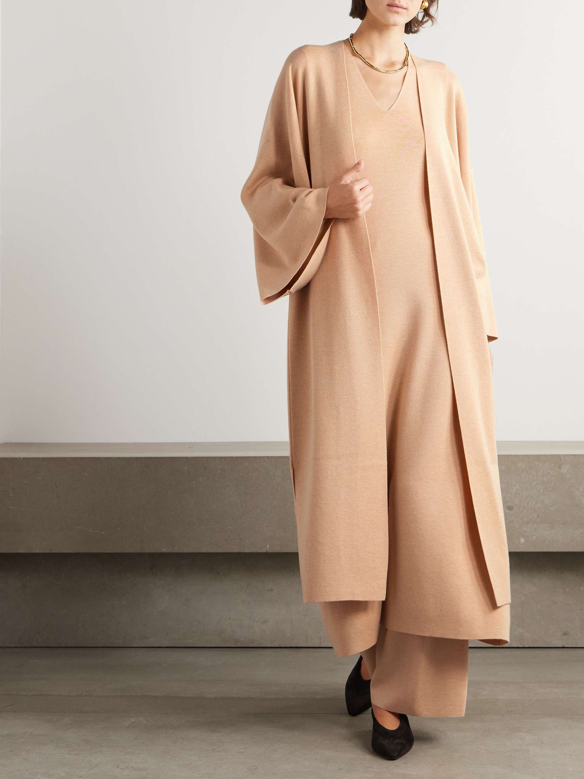 Cashmere and silk-blend wide-leg pants view