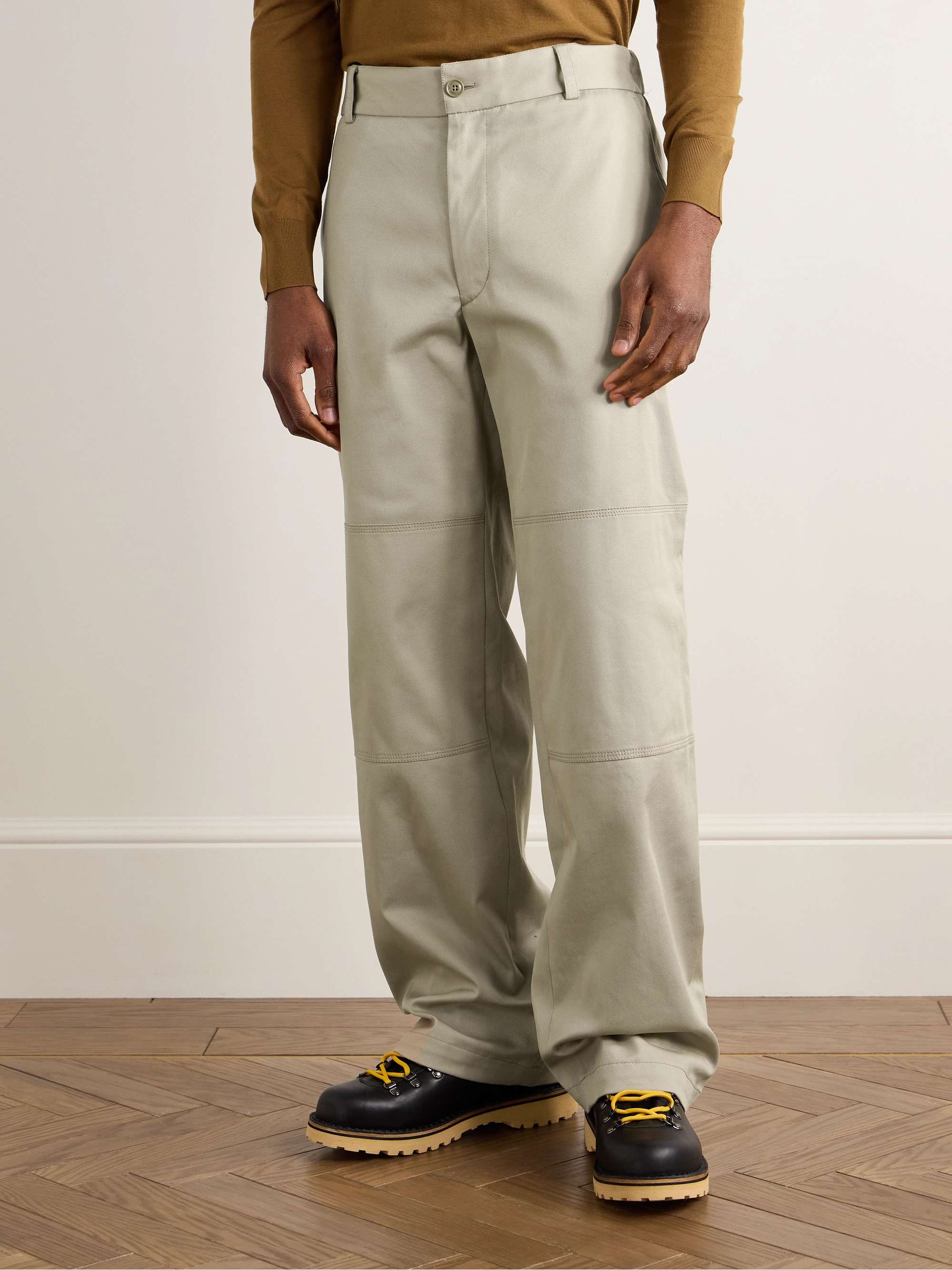 Straight-Leg Panelled Stretch-Cotton Gabardine Trousers view