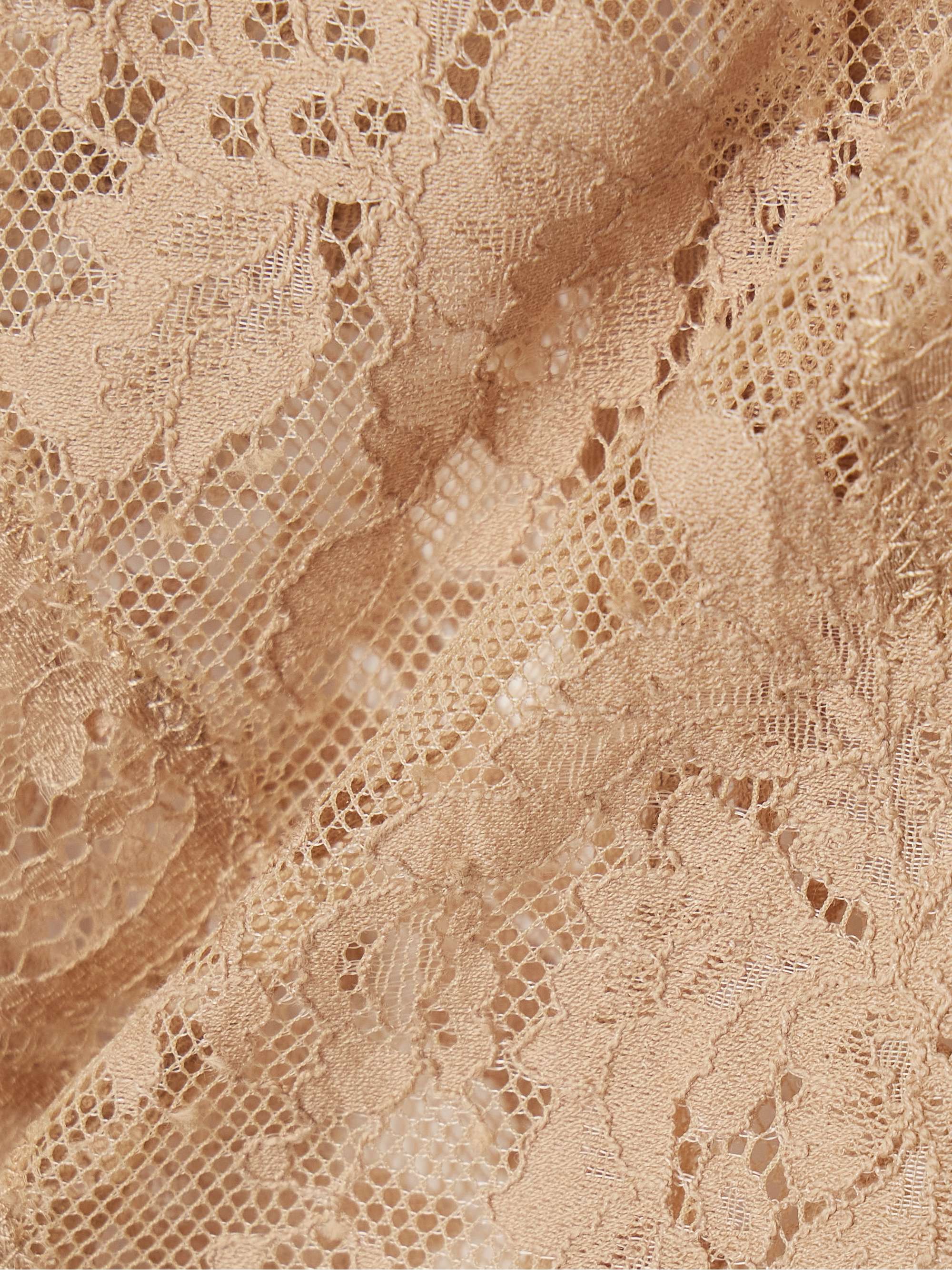 Illusion velvet-trimmed lace bodysuit view