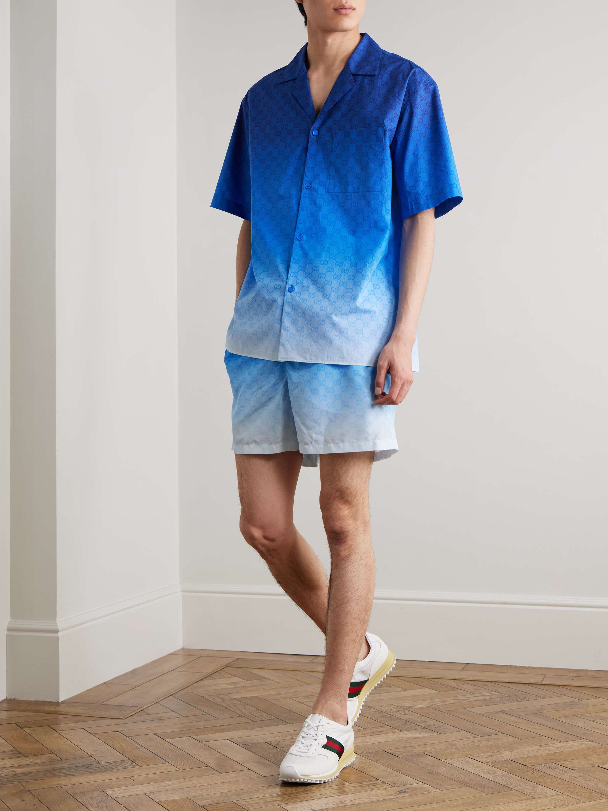 Dégradé Logo-Print Cotton-Mesh Shirt view