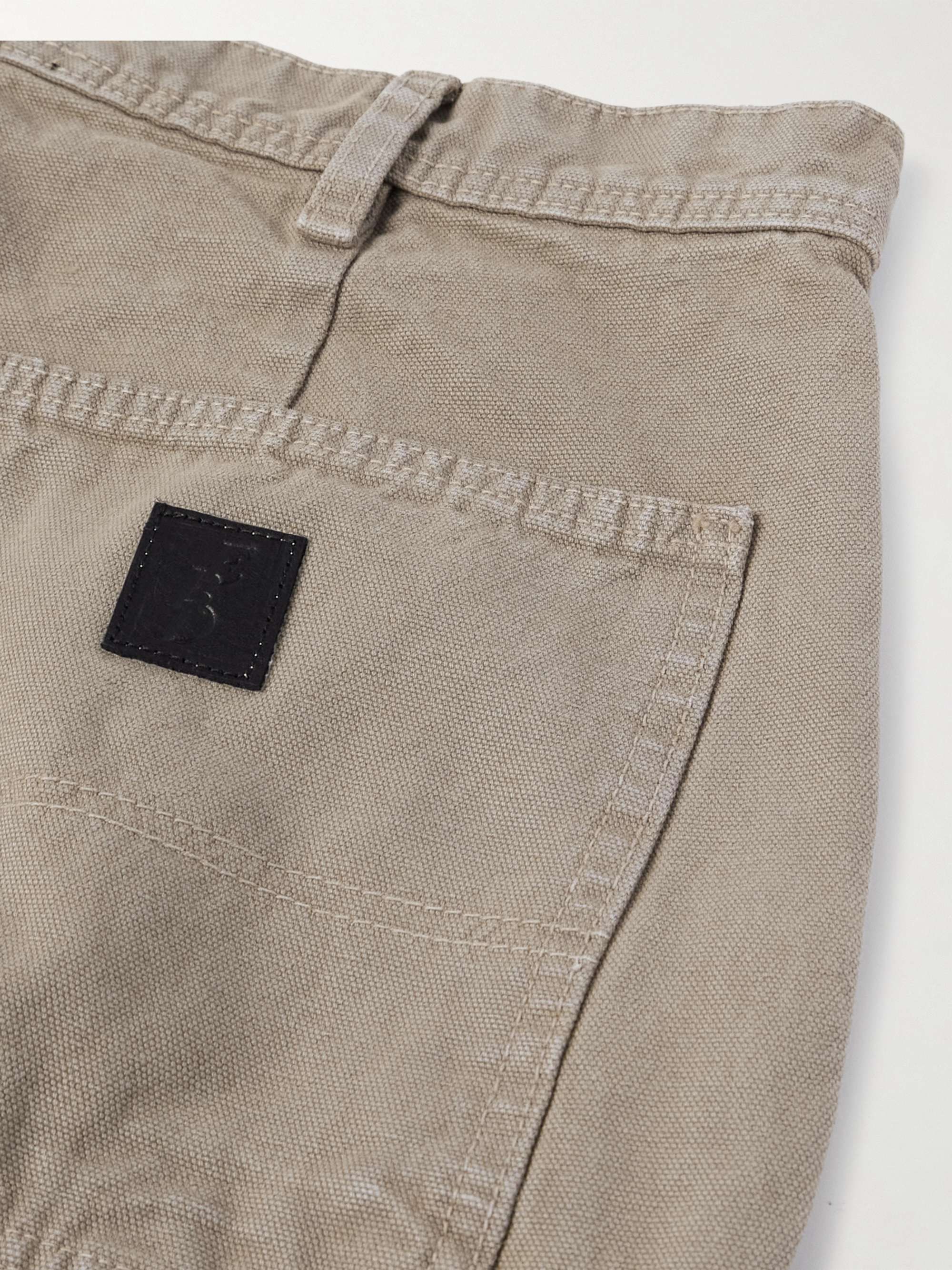 Double Knee Painter Wide-Leg Distressed Cotton-Canvas Trousers view