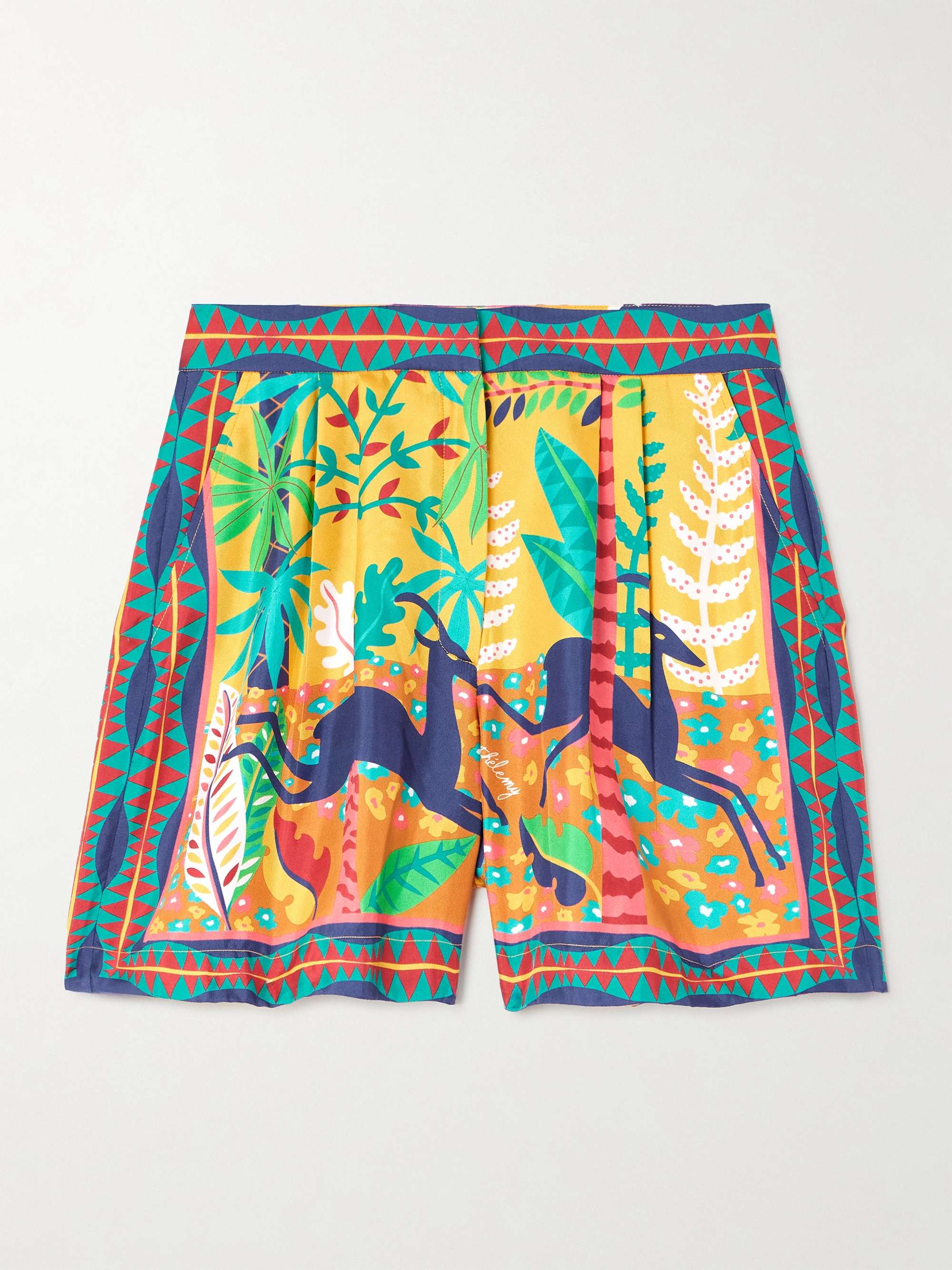 + Louis Barthélemy pleated printed silk-twill shorts view