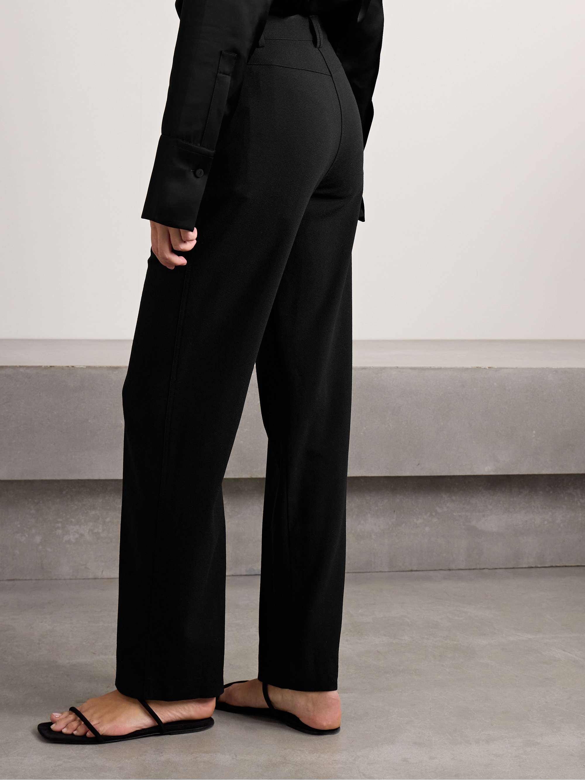 Wool-blend crepe straight-leg pants view