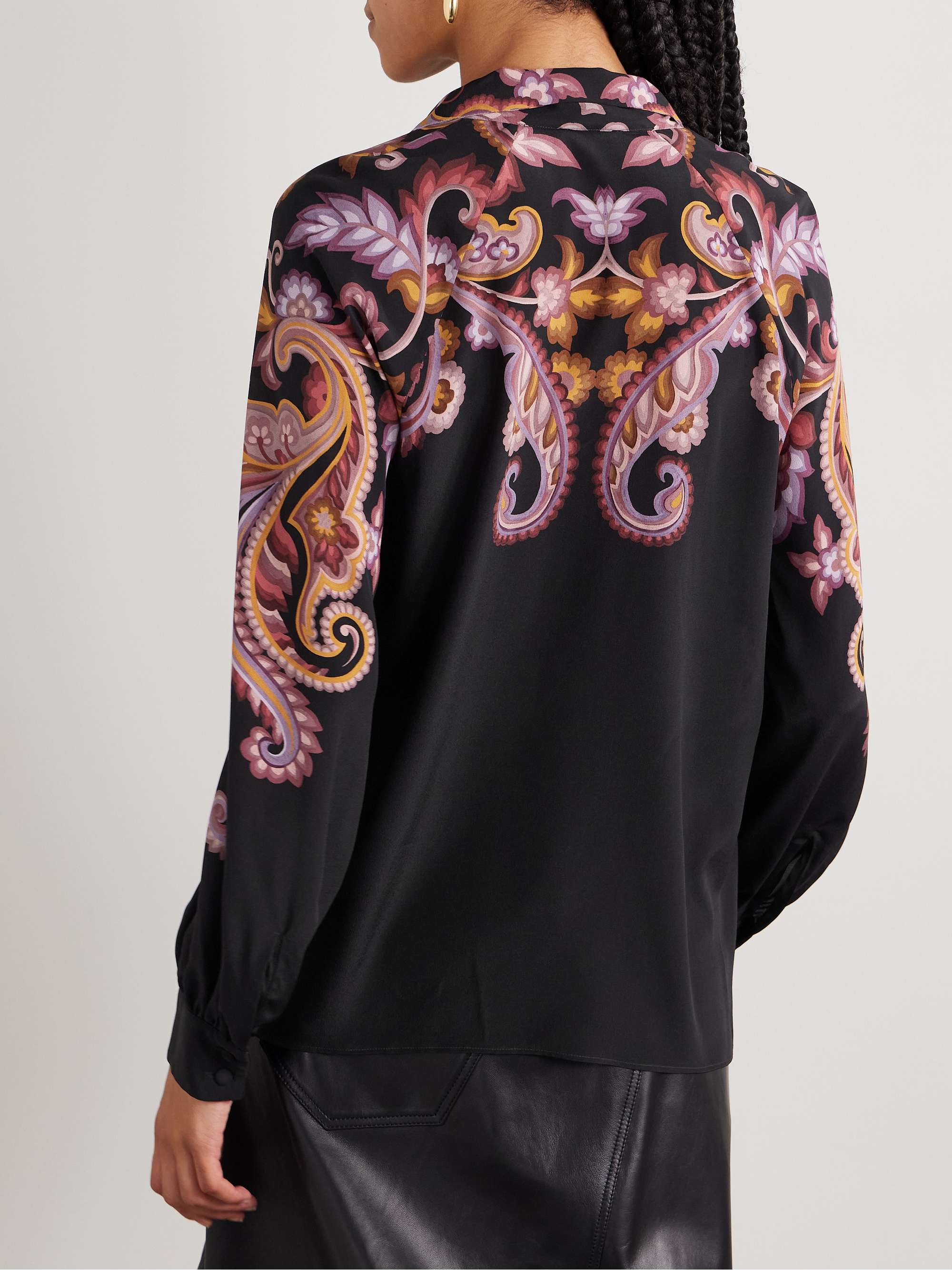Pussy-bow paisley-print silk blouse view