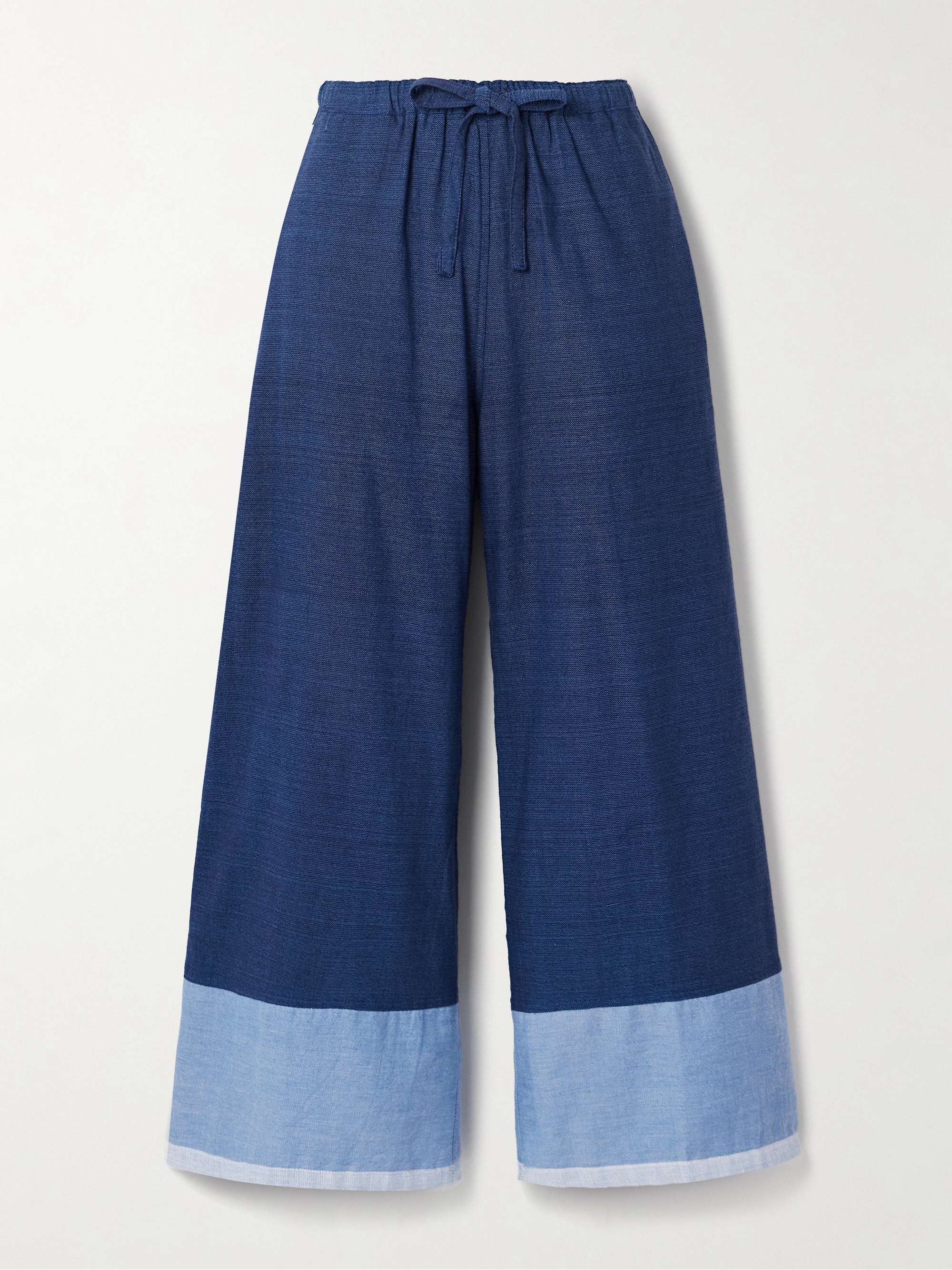 Desta color-block cotton wide-leg pants view