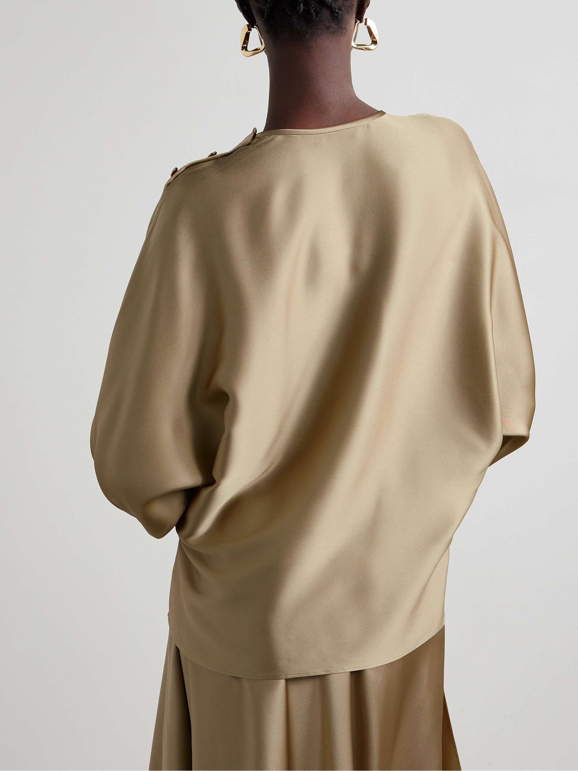 Button-detailed silk-satin top view