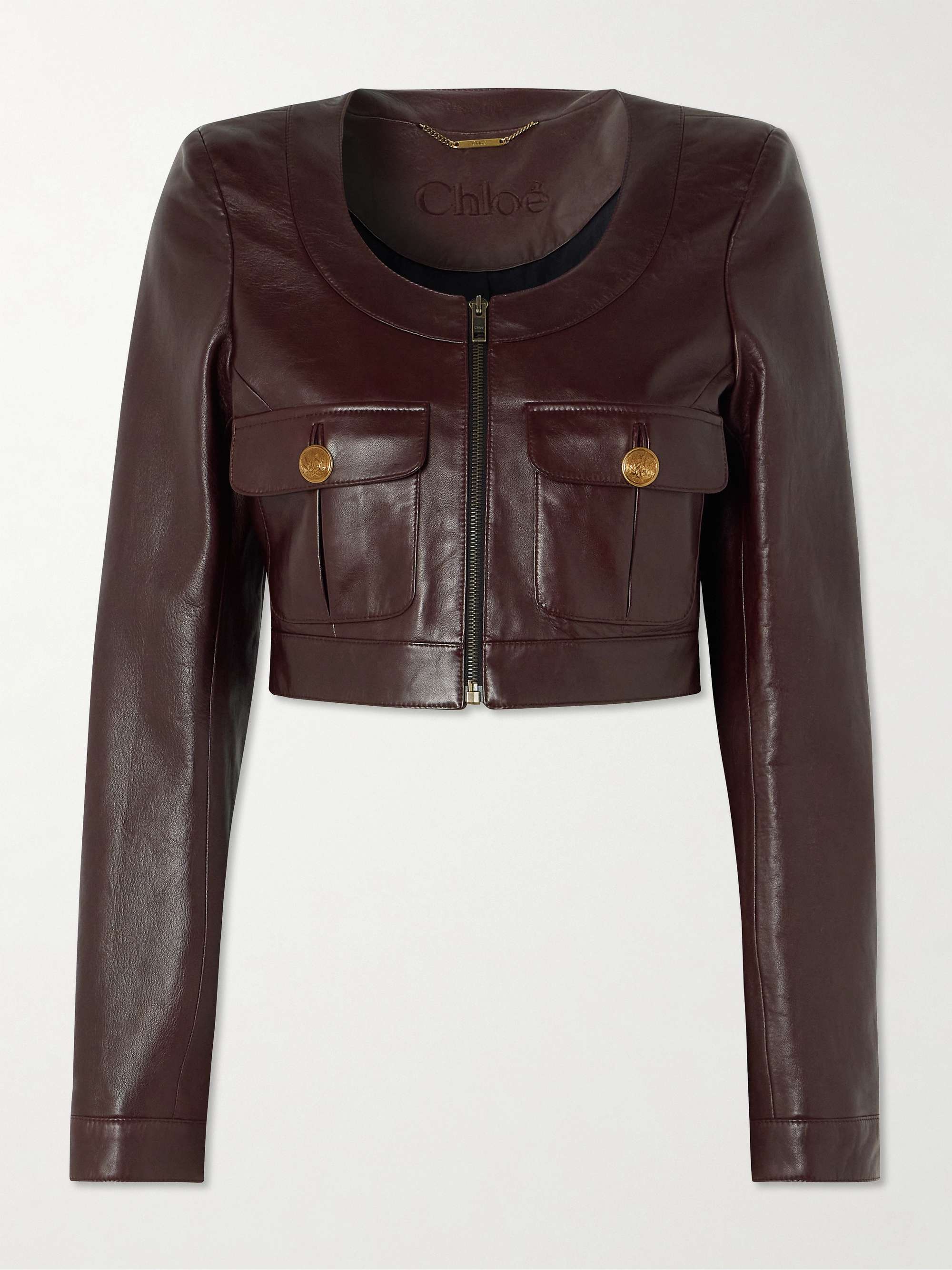Cropped leather jacket view