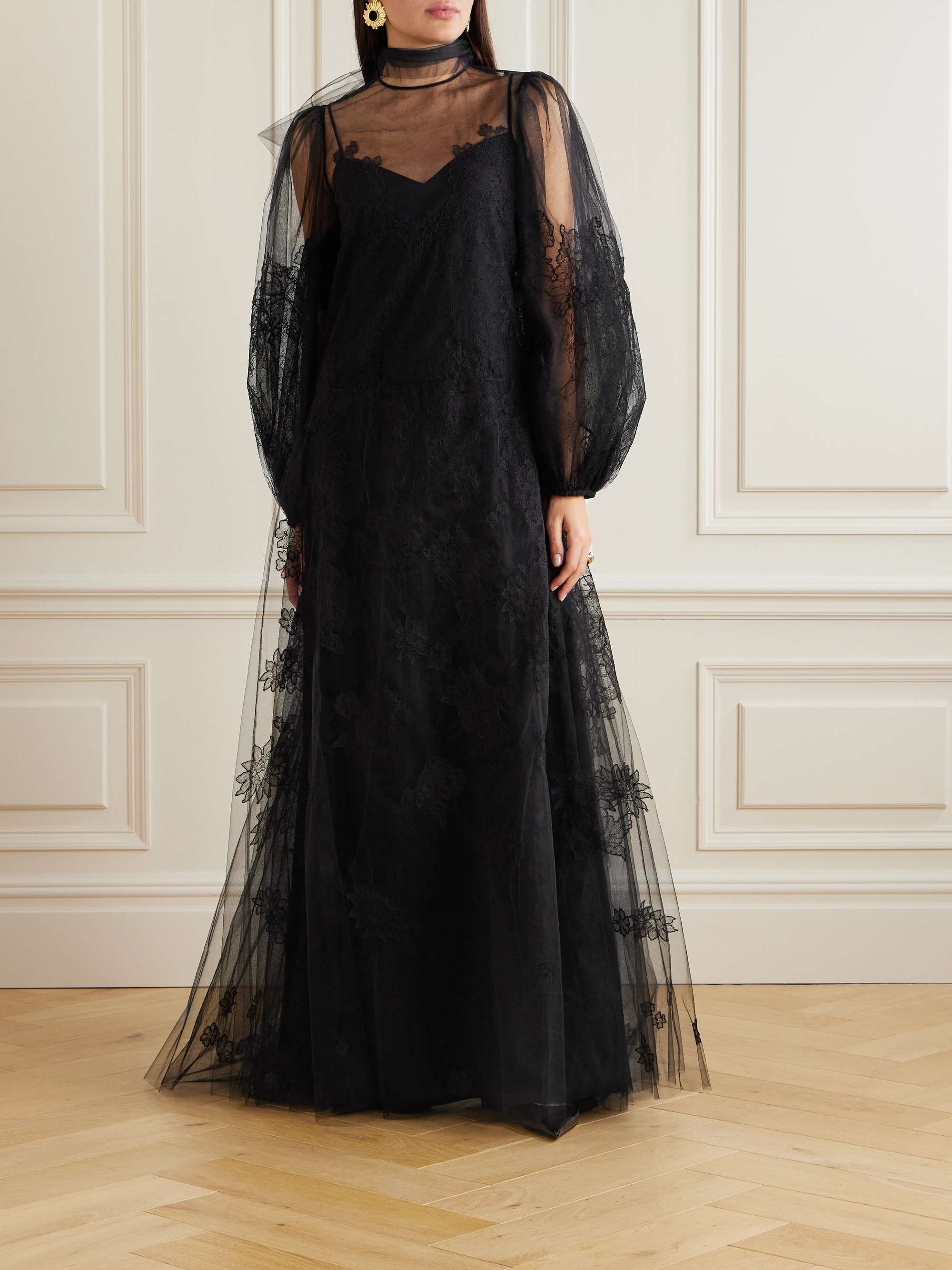 Open-back appliquéd tulle gown view
