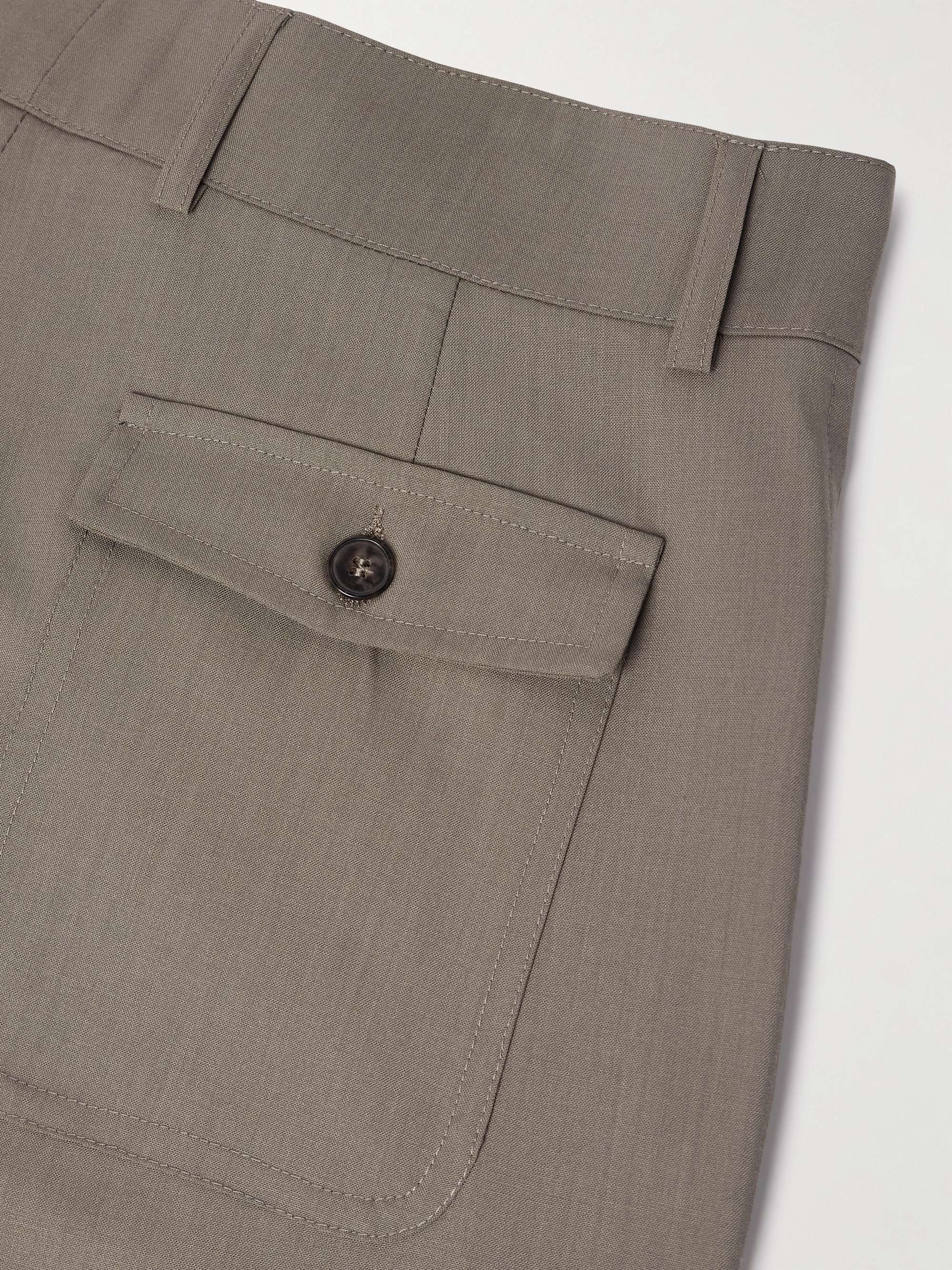 Straight-Leg Pleated Wool Shorts view