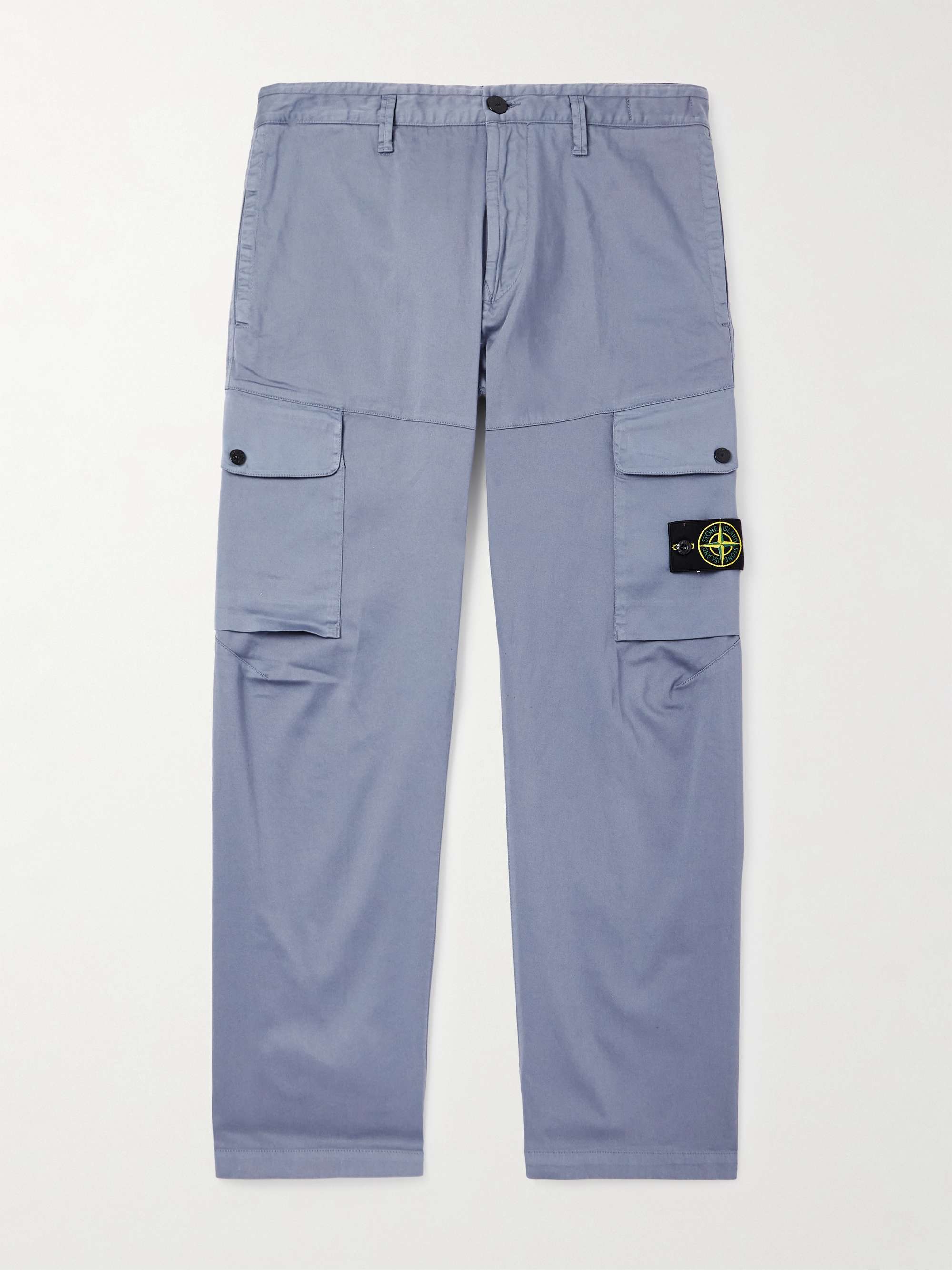Straight-Leg Stretch Organic Cotton Satin-Twill Trousers view