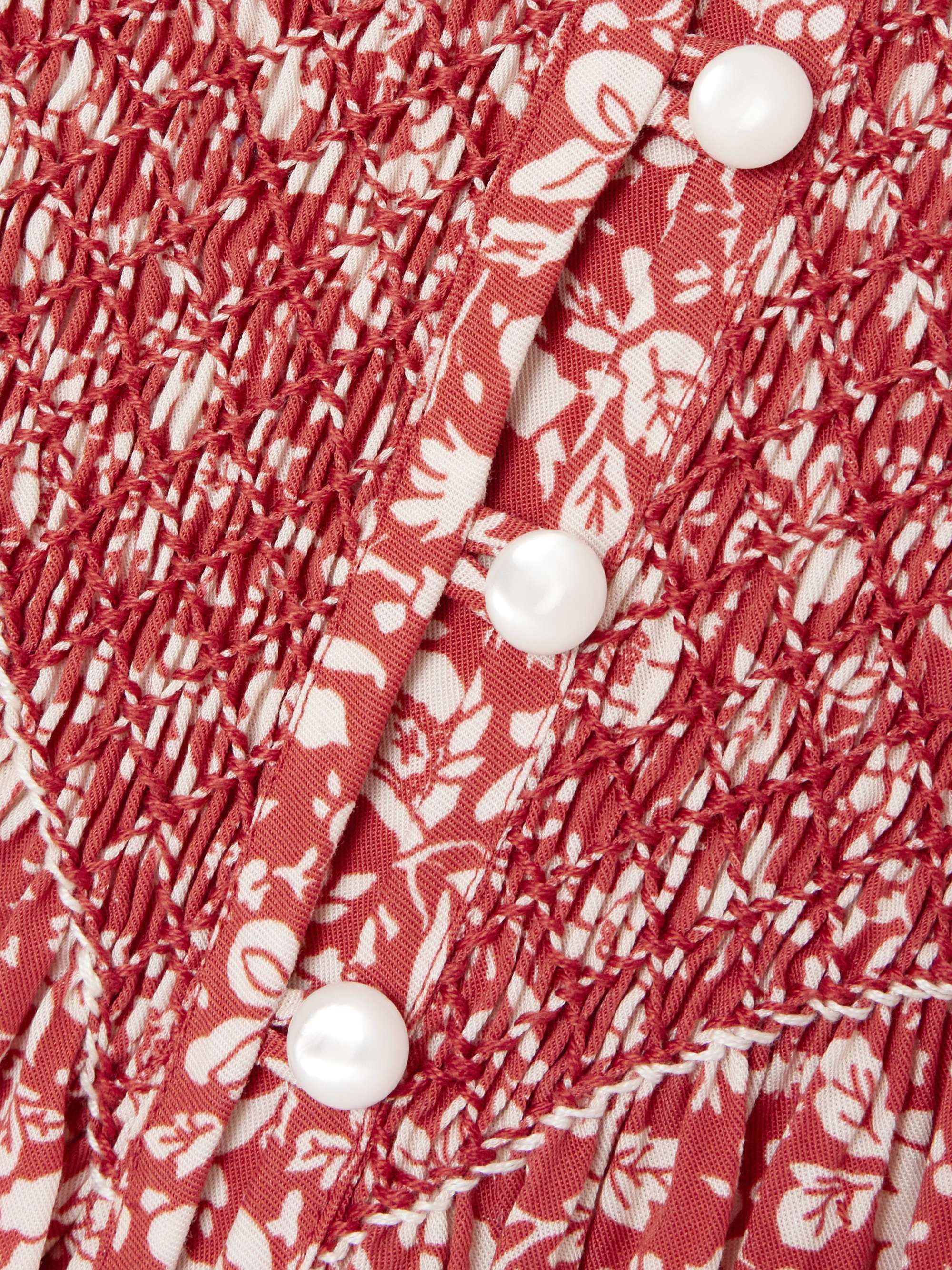 Milvia embroidered shirred printed Lyocell blouse view