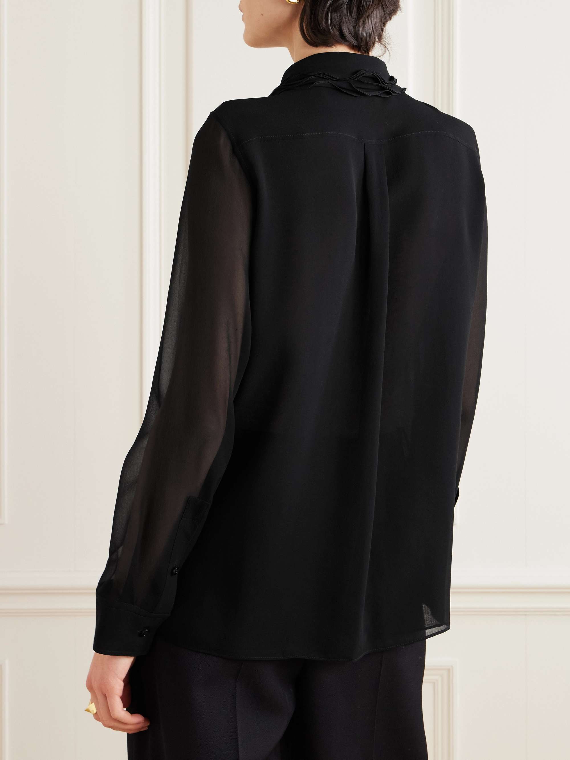 Ruffled silk-chiffon blouse view