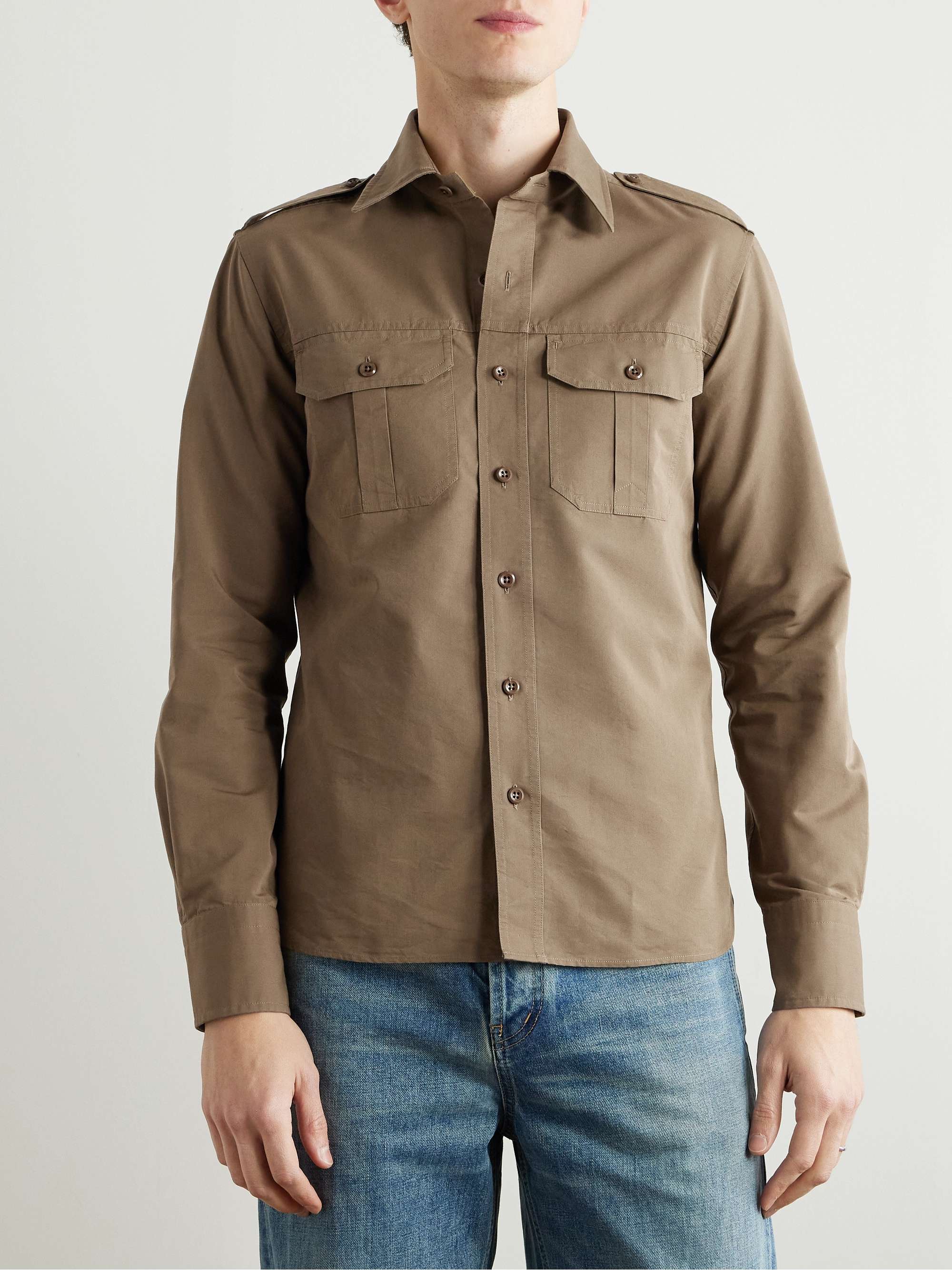Cotton and Silk-Blend Poplin Shirt view