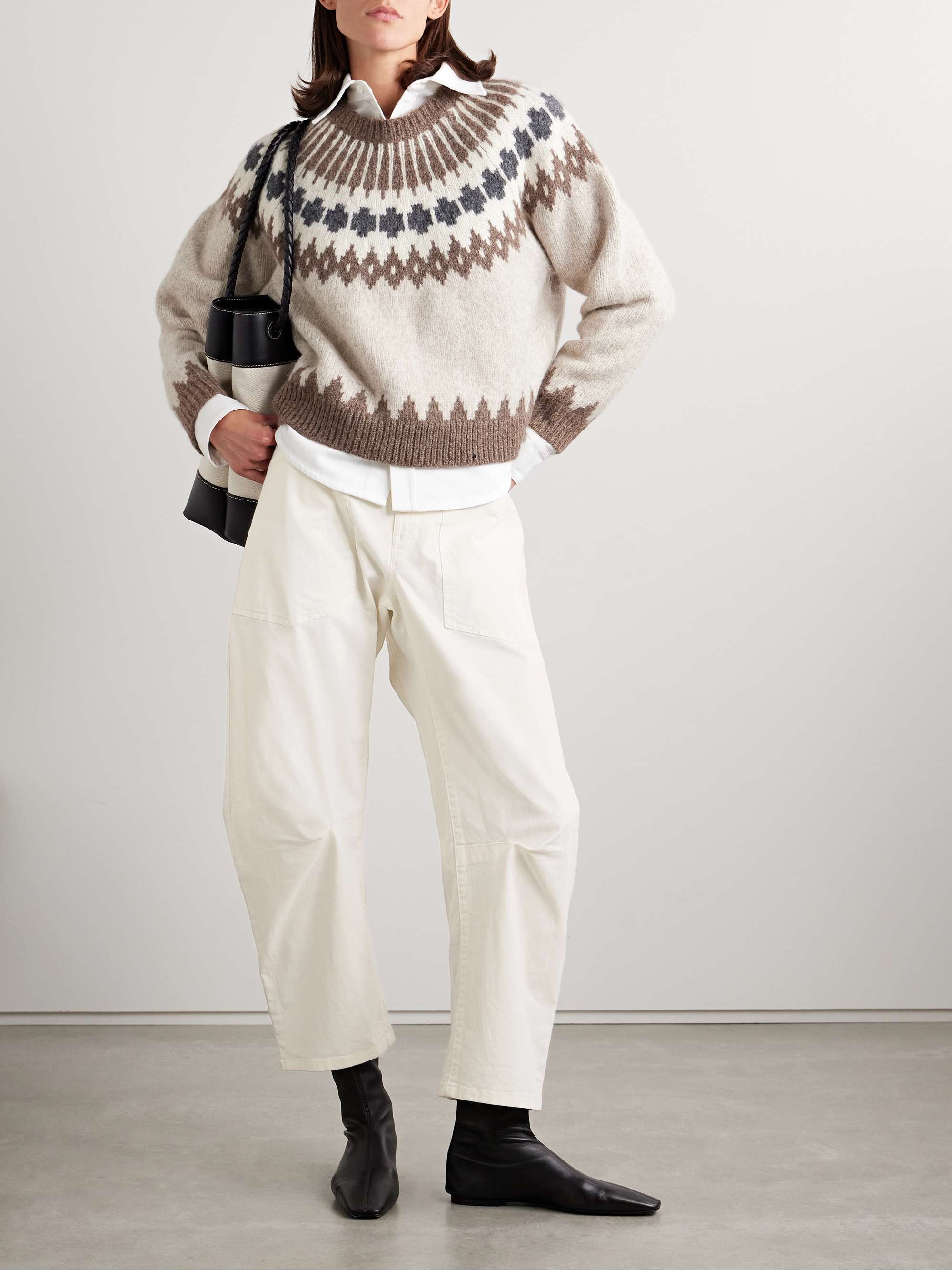 Shon cotton-blend twill barrel-leg pants view