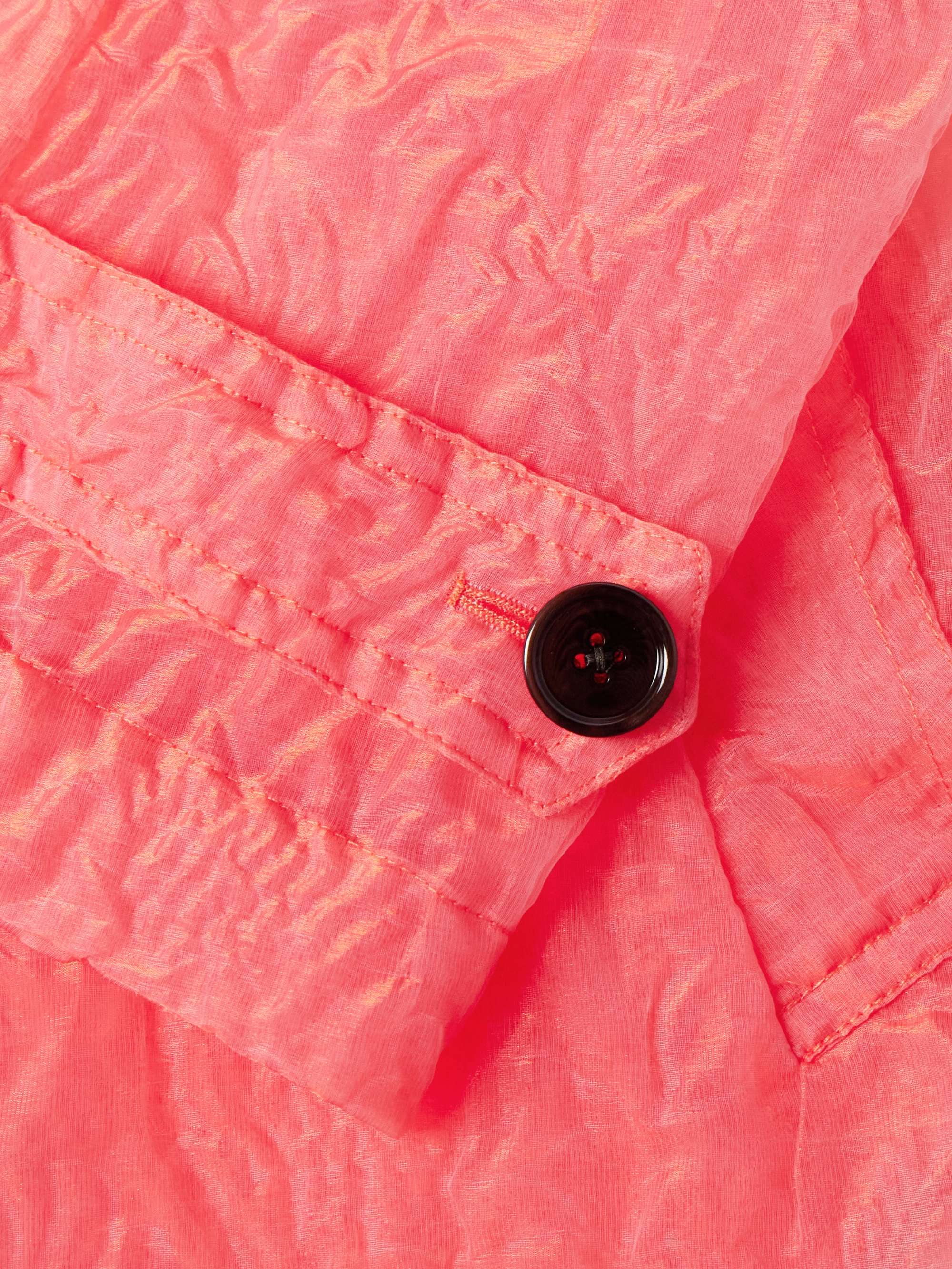 Double-Breasted Crinkled-Organza Trench Coat view
