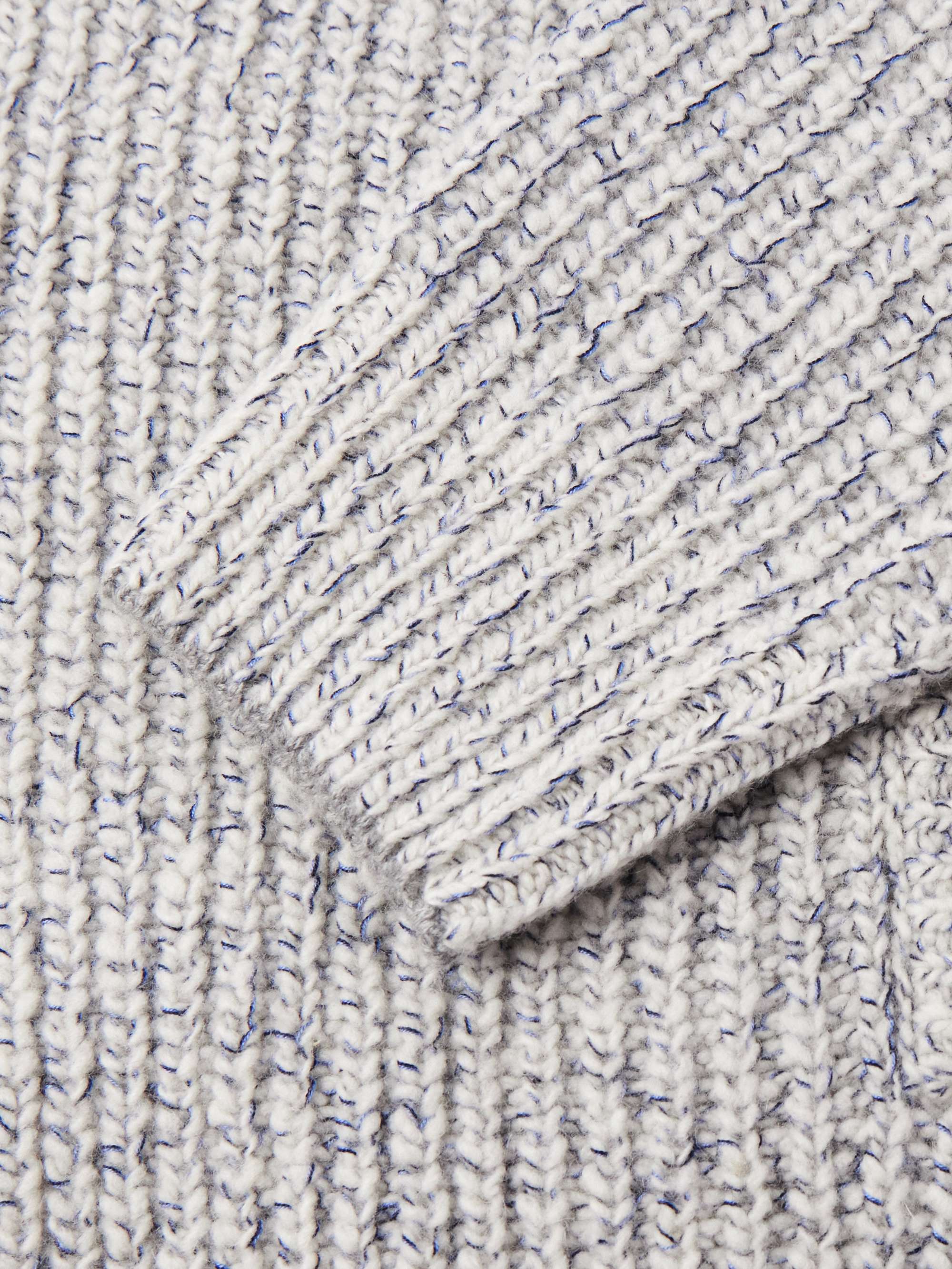 Ribbed Wool, Silk and Cashmere-Blend Zip-Up Cardigan view