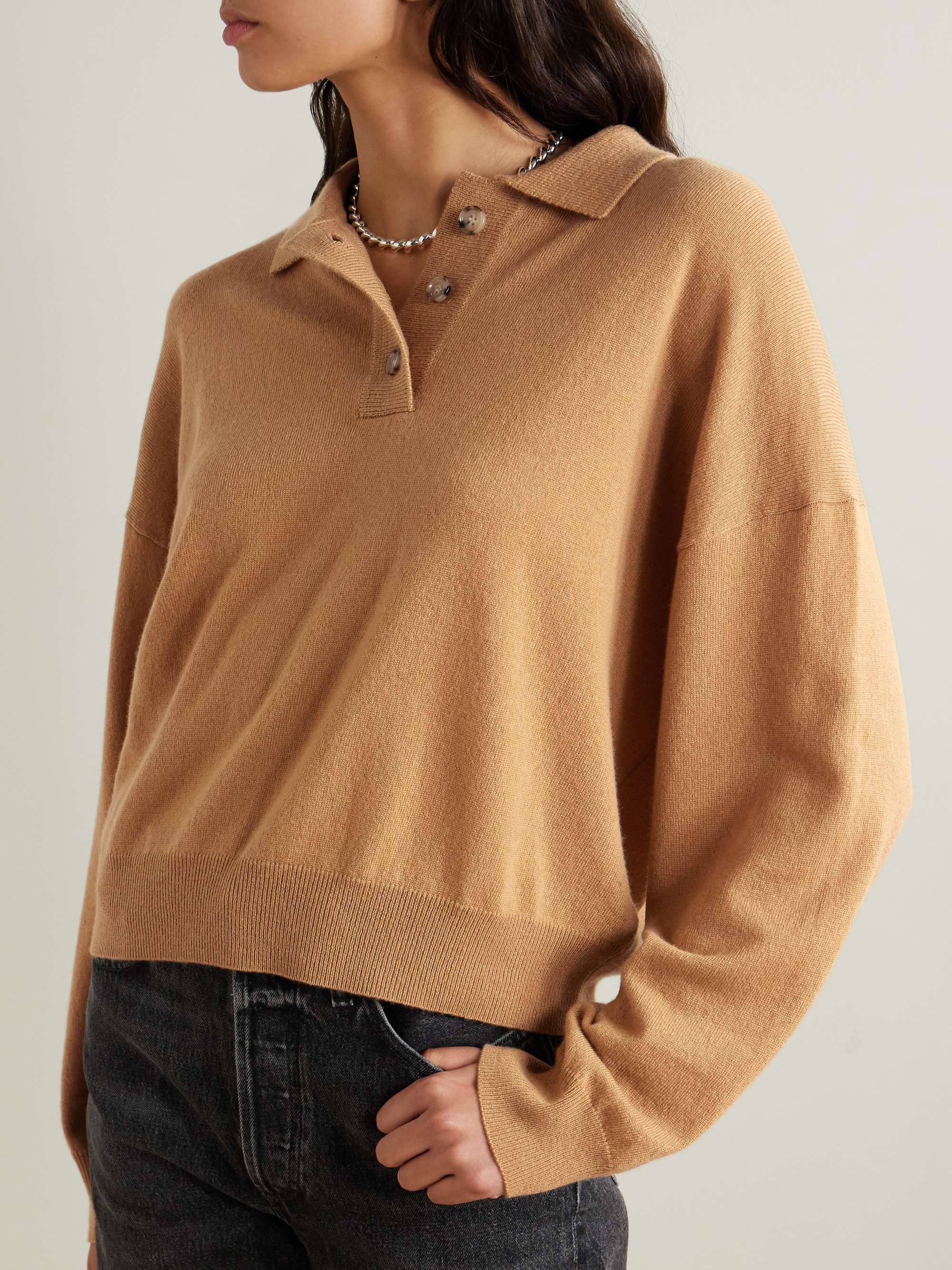 Wool and cashmere-blend polo sweater view