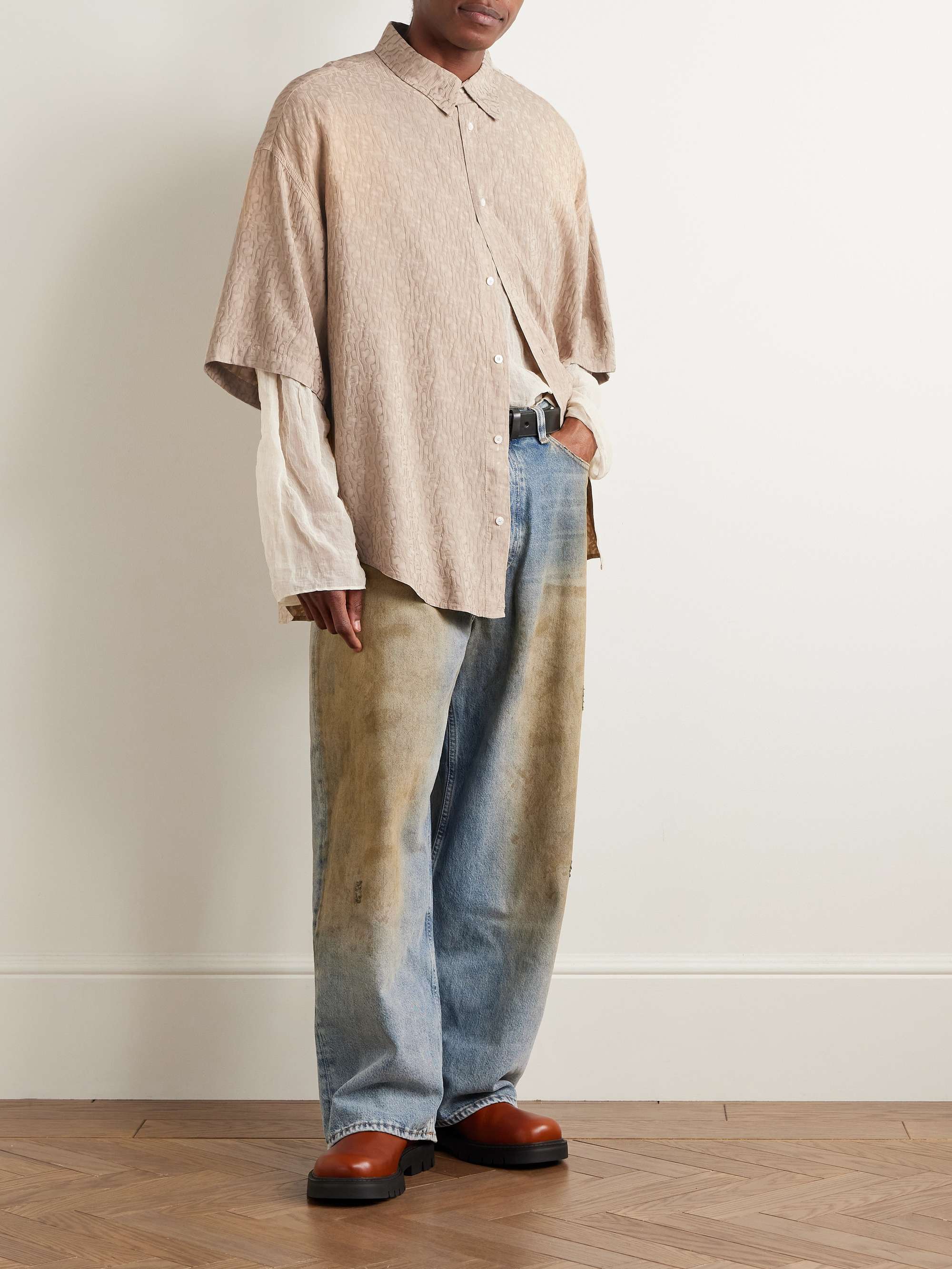 Setar Oversized Satin-Jacquard Shirt view