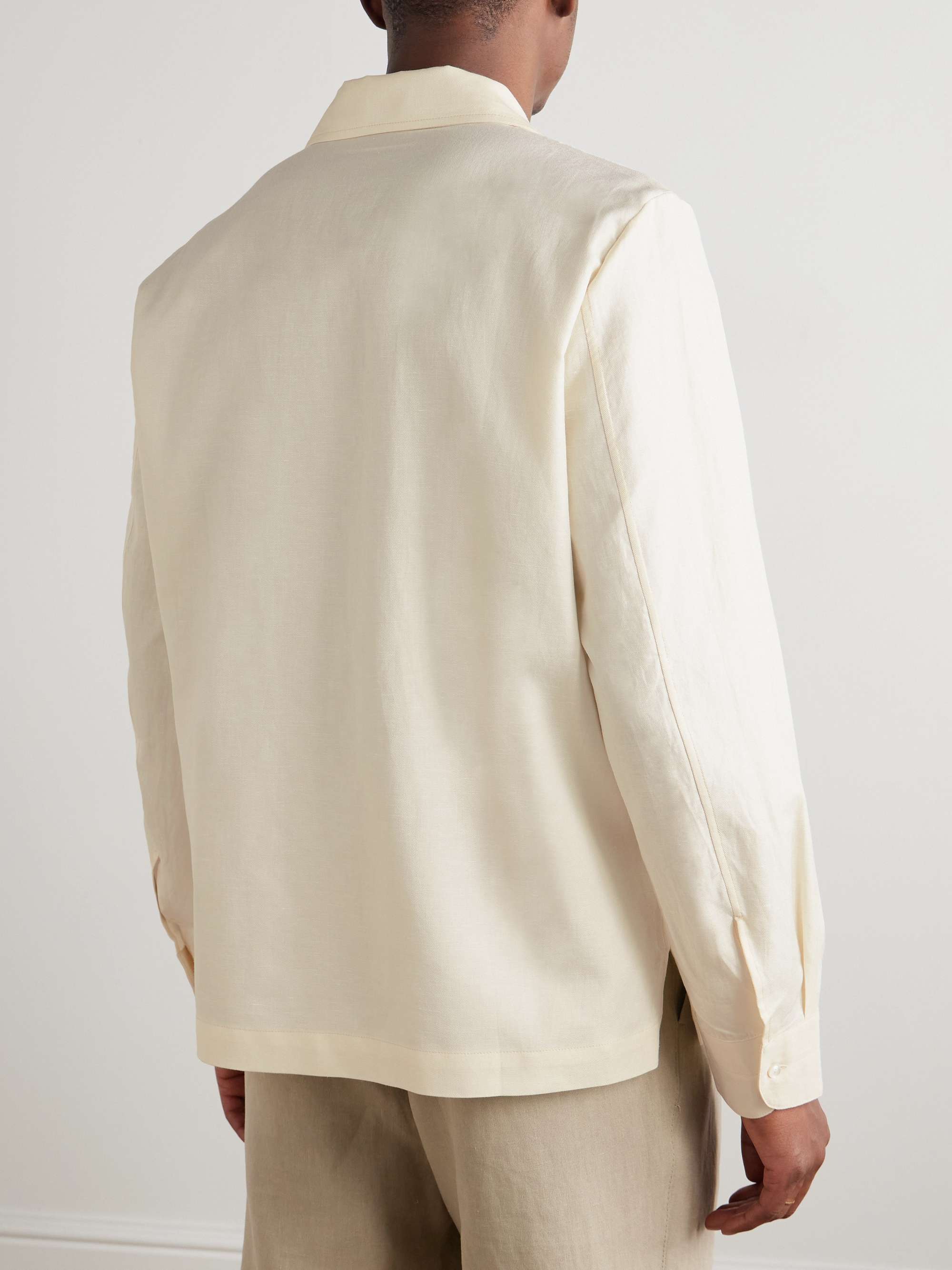 Camp-Collar Cotton and Linen-Blend Shirt view