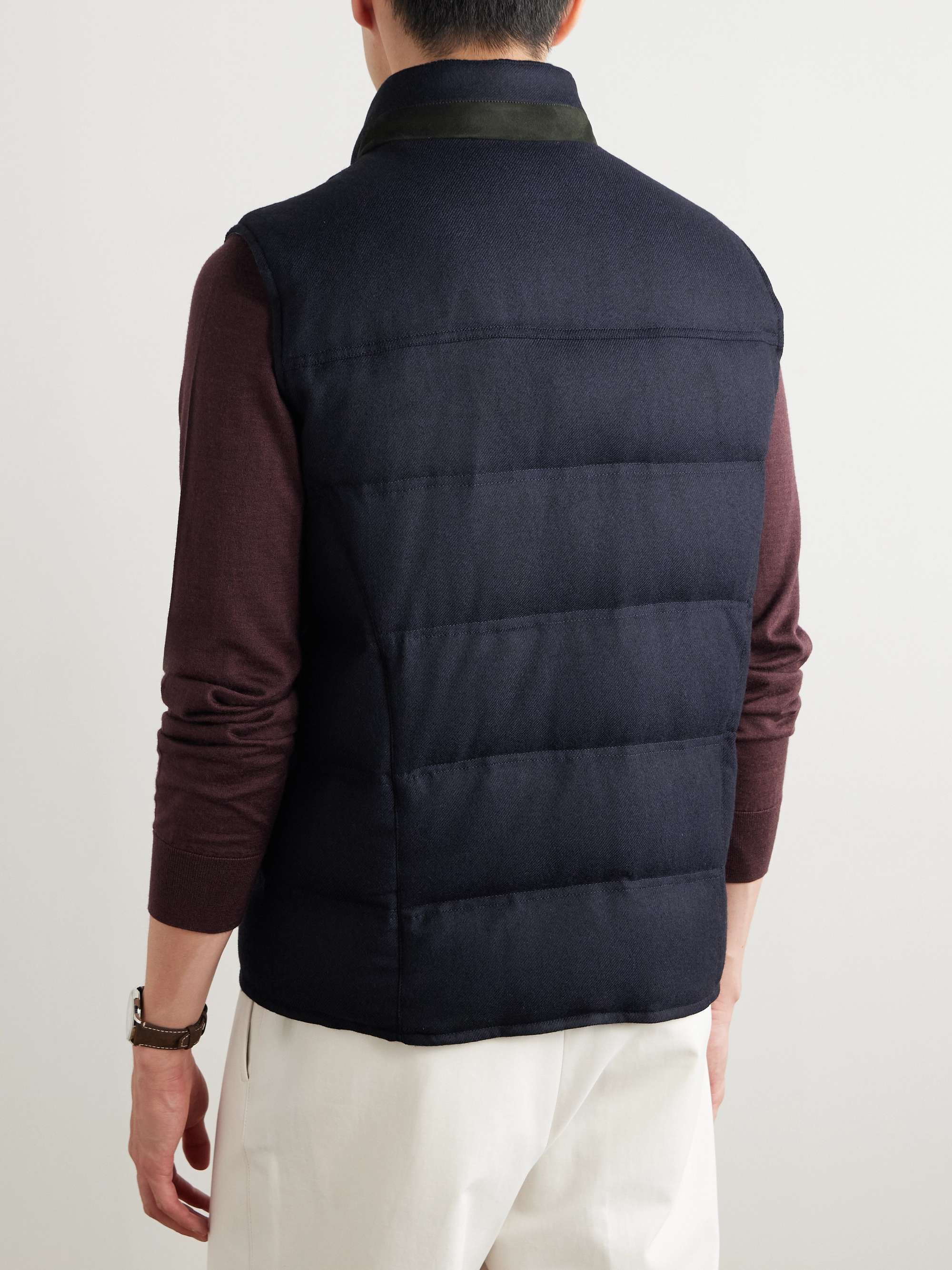 Suede-Trimmed Quilted Wool and Cashmere-Blend Down Gilet view