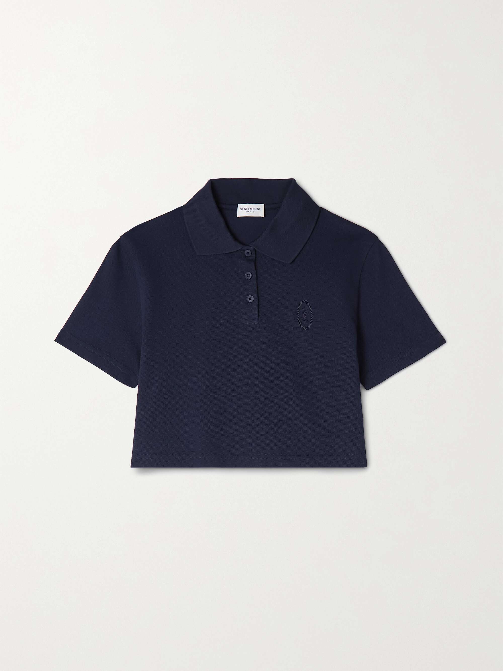 Cropped cotton-piqué polo shirt view