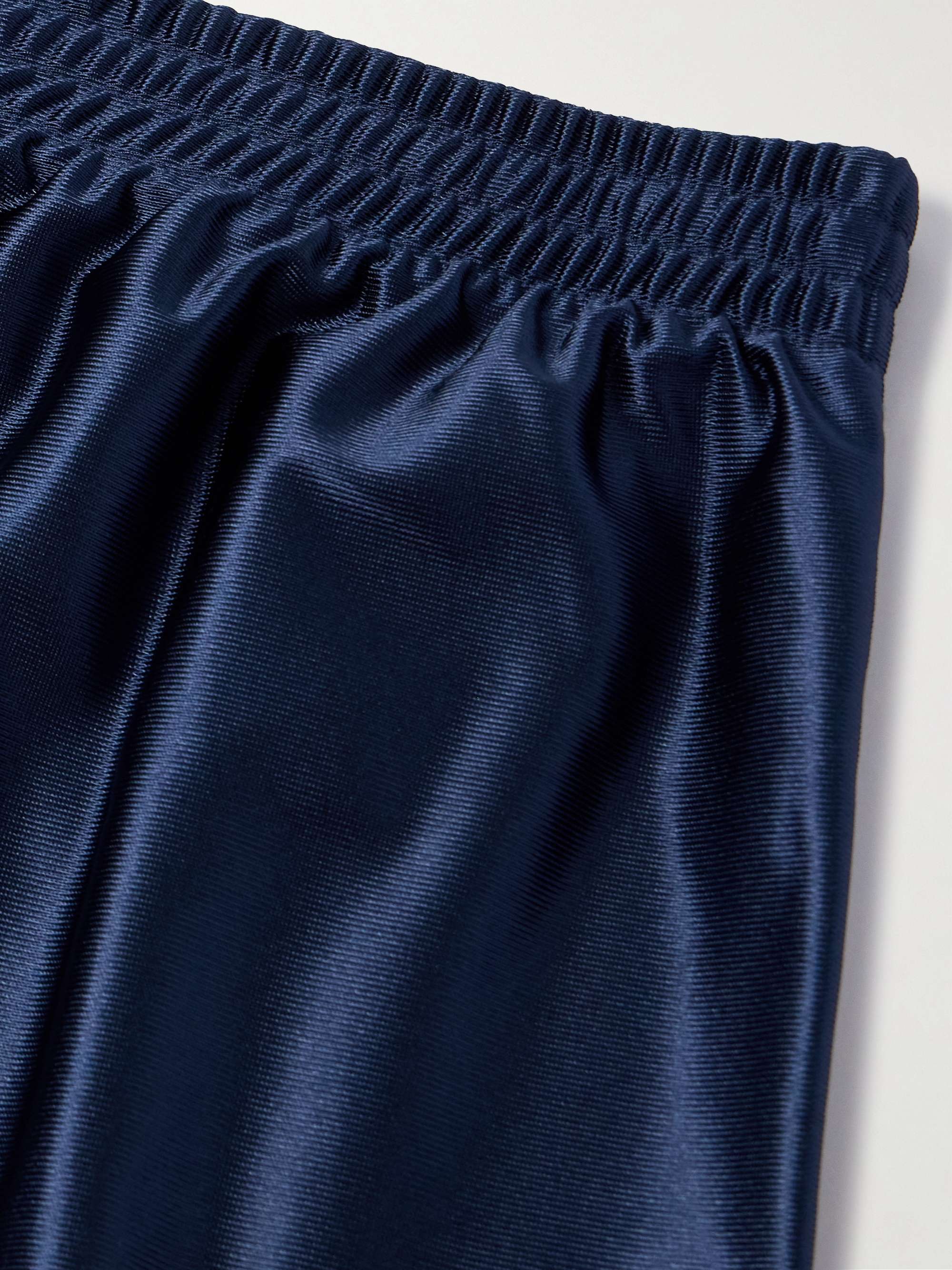 Wide-Leg Logo-Embroidered Satin-Twill Shorts view