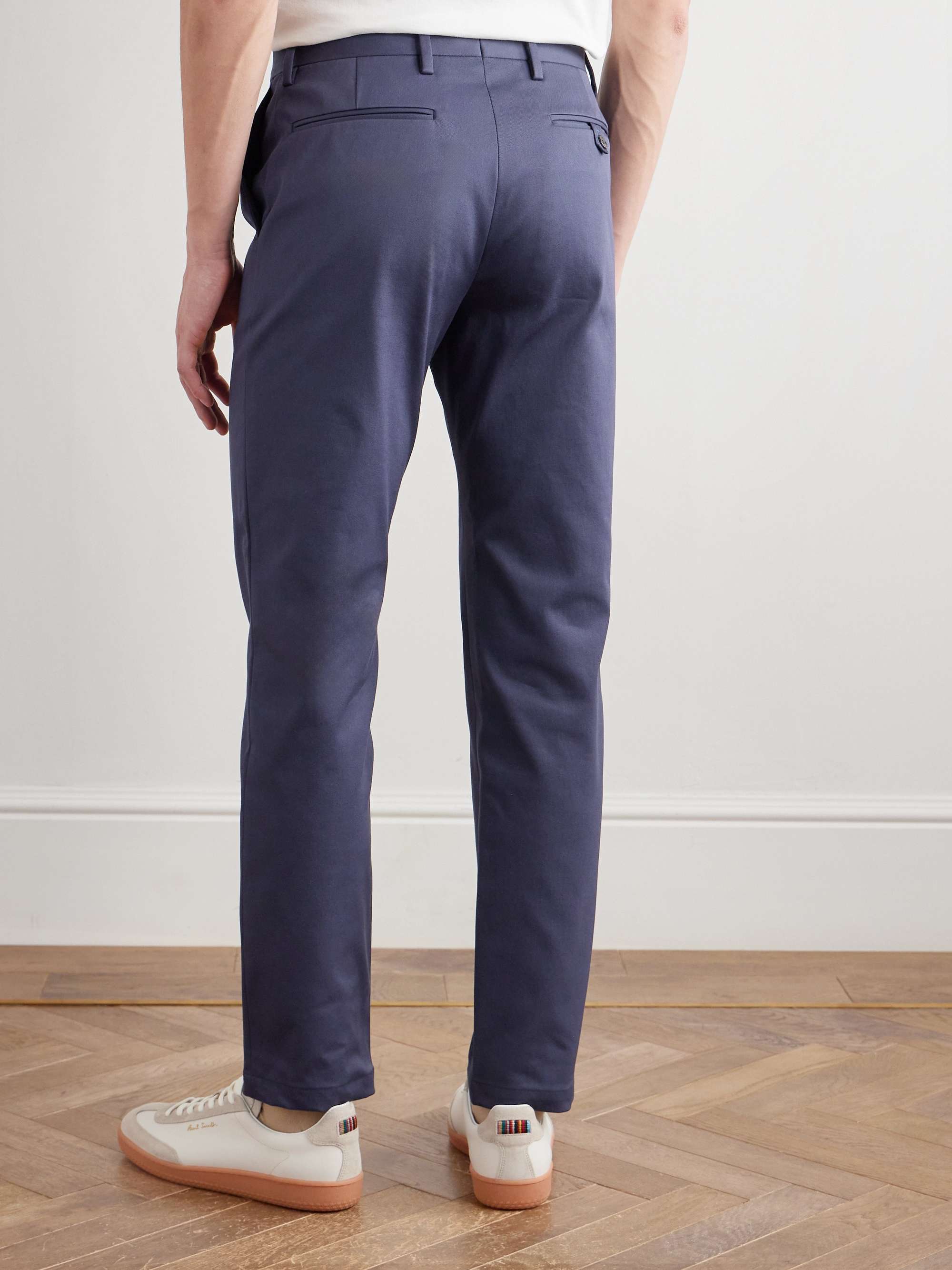 Slim-Fit Straight-Leg Stretch-Cotton Twill Trousers view