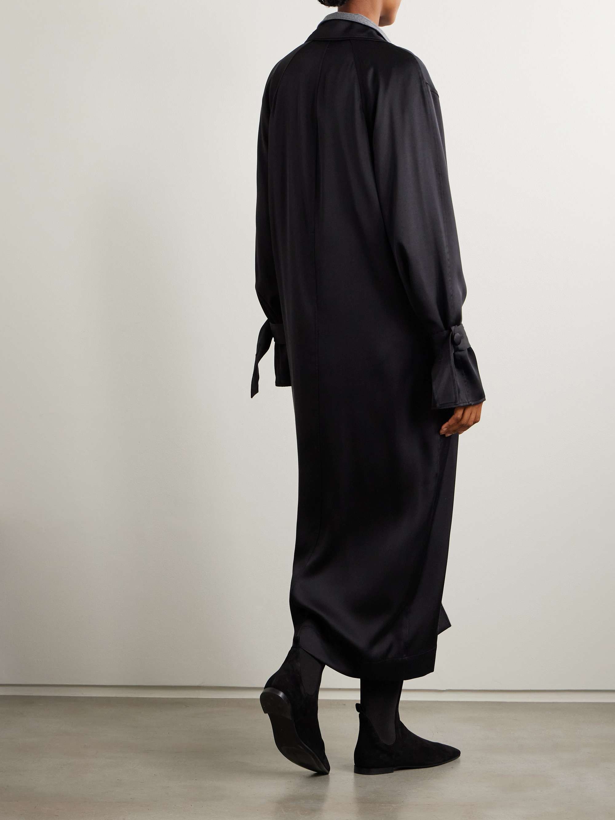 Satin trench coat view