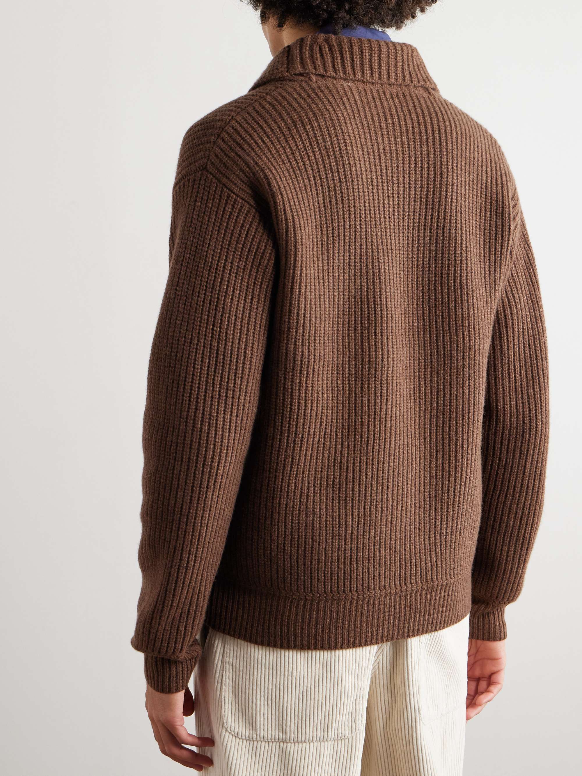 Shawl-Collar Wool and Cashmere-Blend Cardigan view