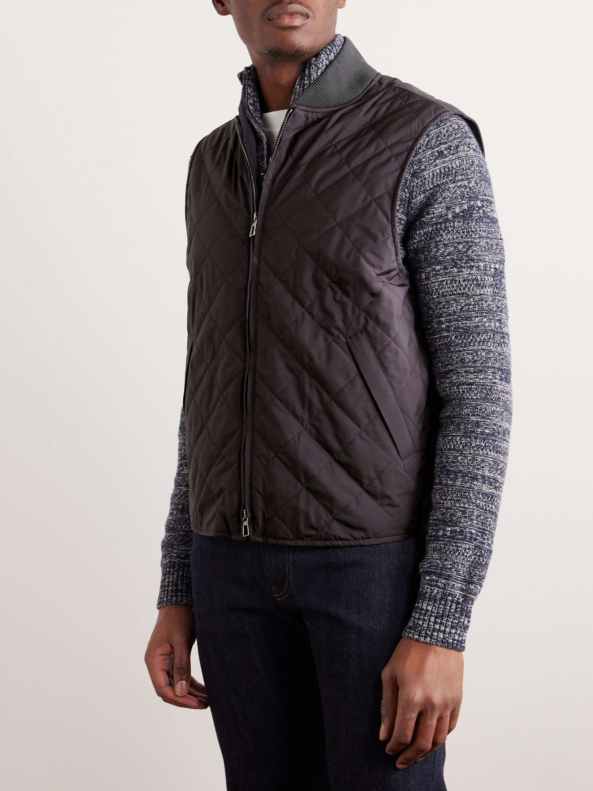 Roadster Suede-Trimmed Brushed-Knit Jacket with Detachable Gilet view