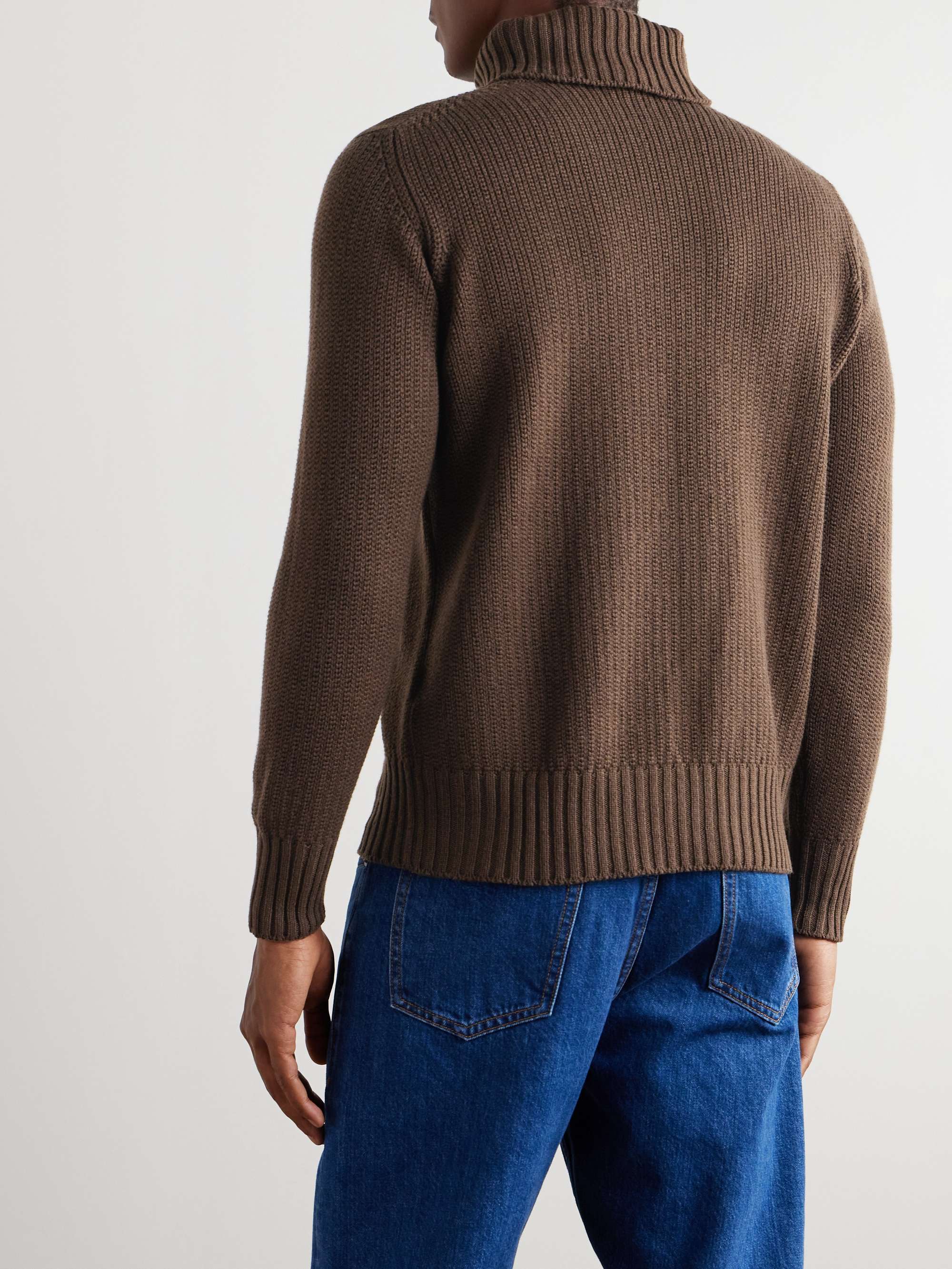 Slim-Fit Ribbed Cashmere Rollneck Sweater view