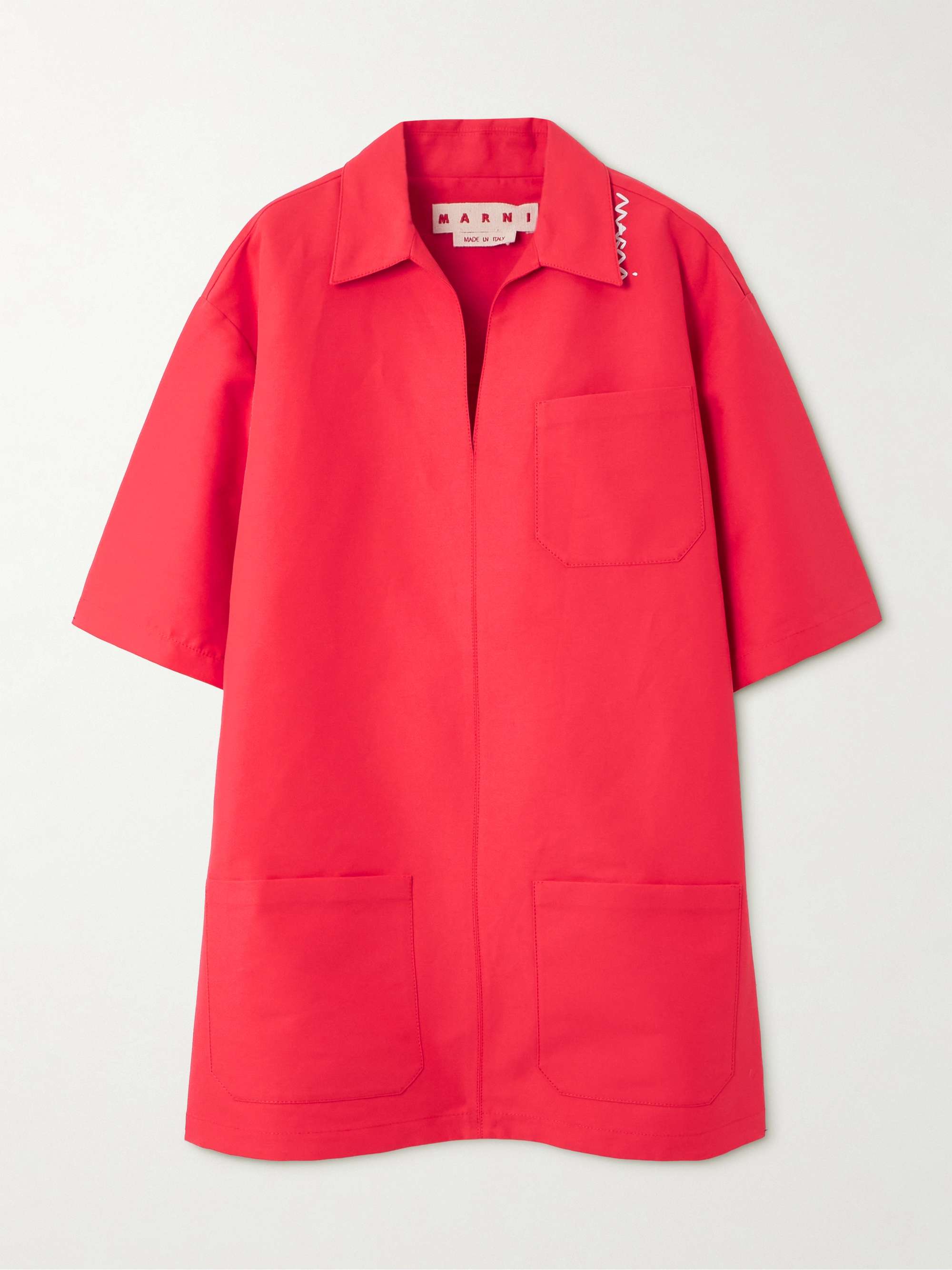 Oversized embroidered cotton mini dress view