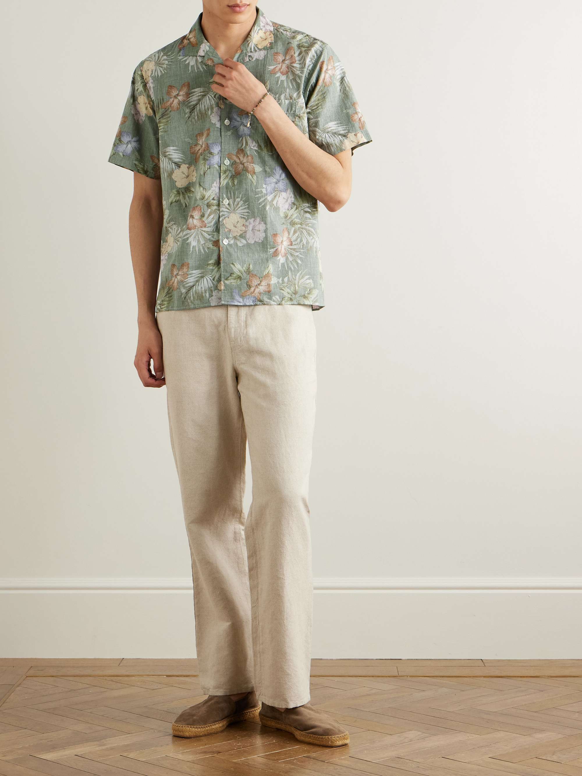 Convertible-Collar Printed Cotton-Voile Shirt view