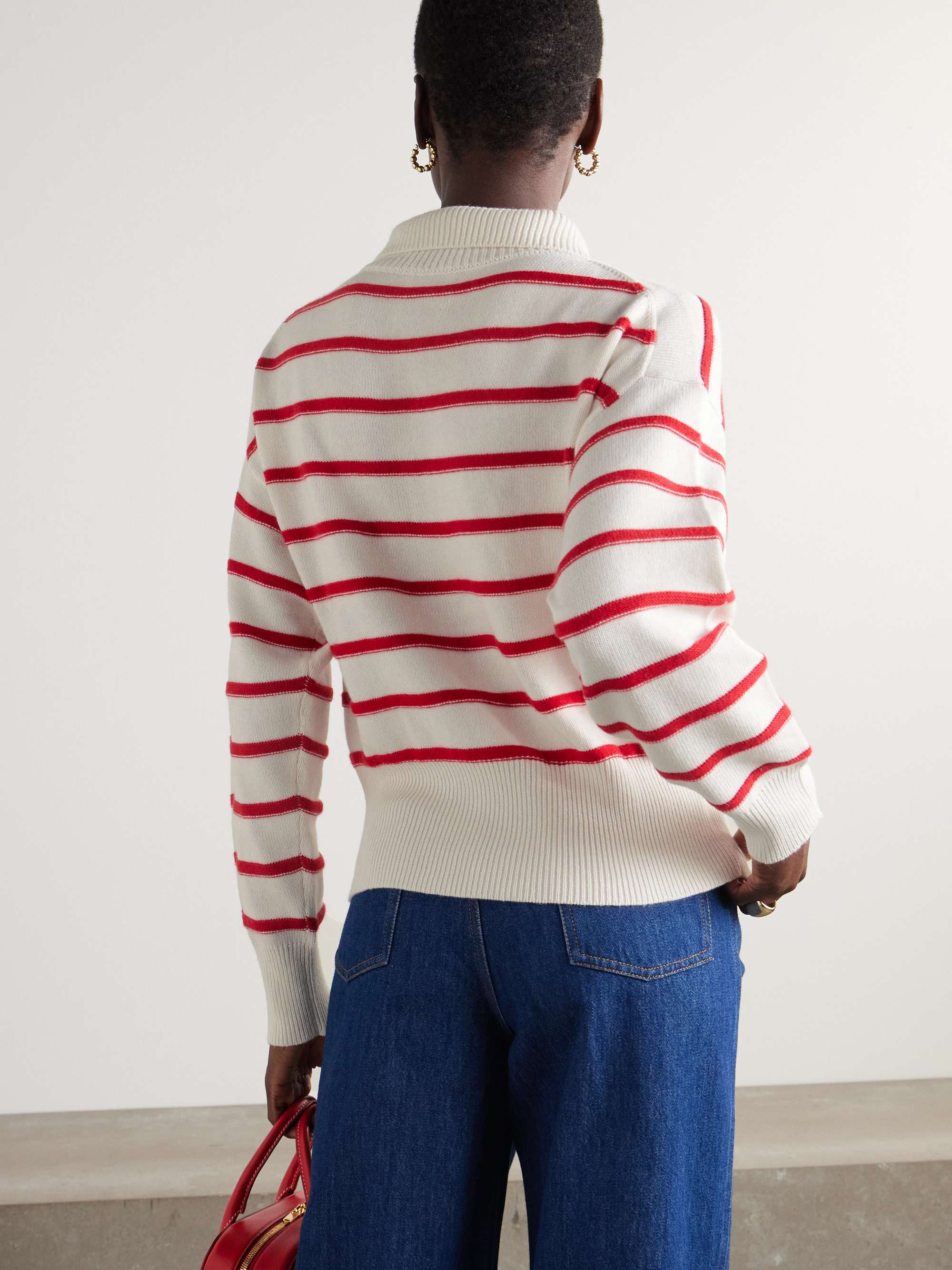 Striped cotton and cashmere-blend sweater view